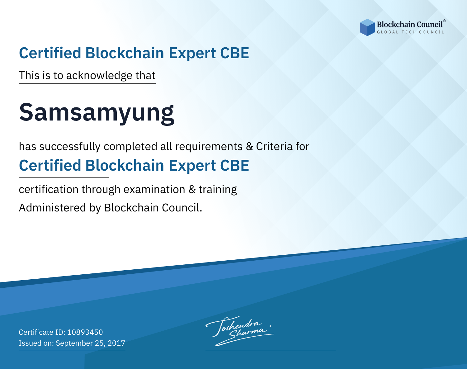 Certified Blockchain Expert CBE