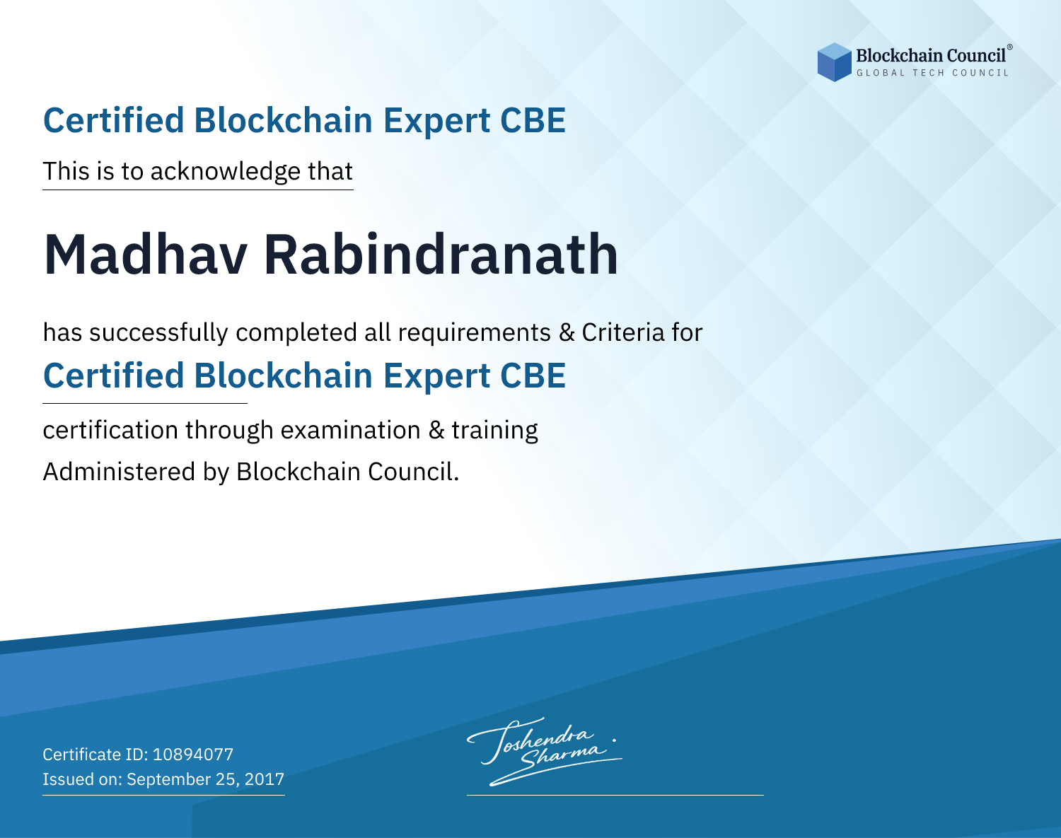 Certified Blockchain Expert CBE