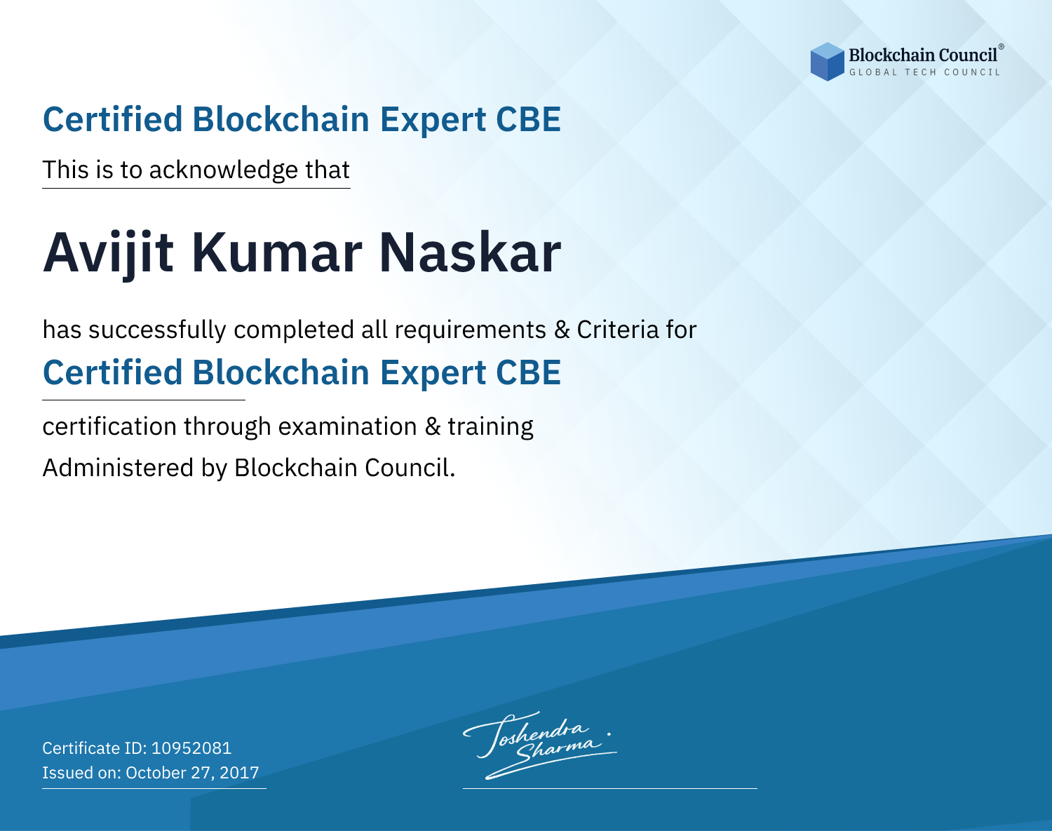 Certified Blockchain Expert CBE
