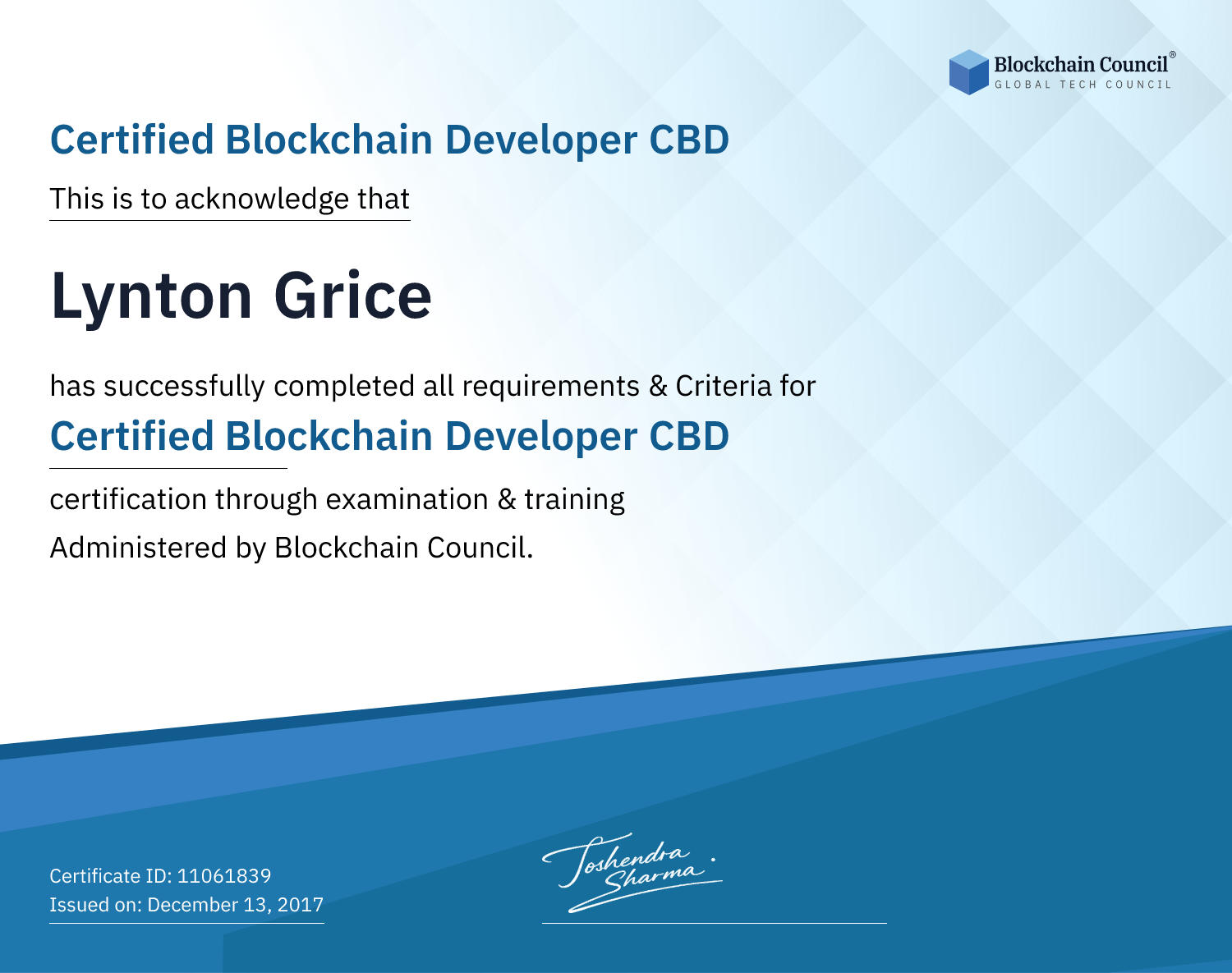 Certified Blockchain Developer CBD