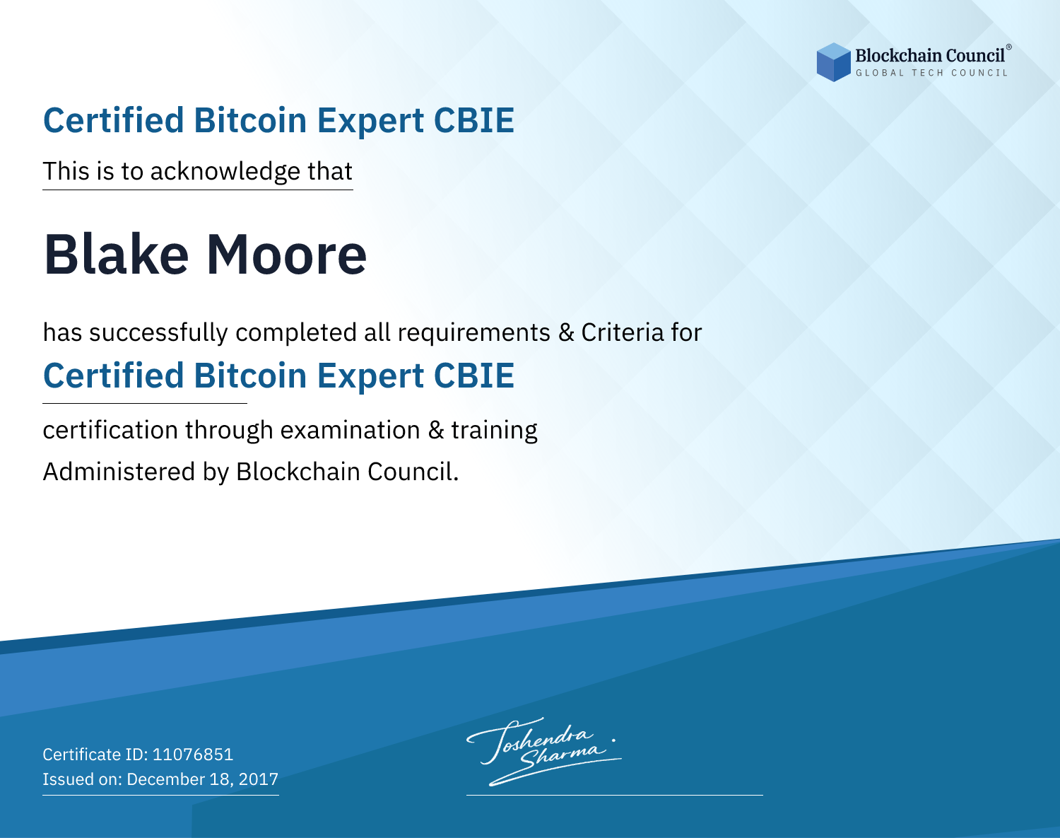 Certified Bitcoin Expert CBIE