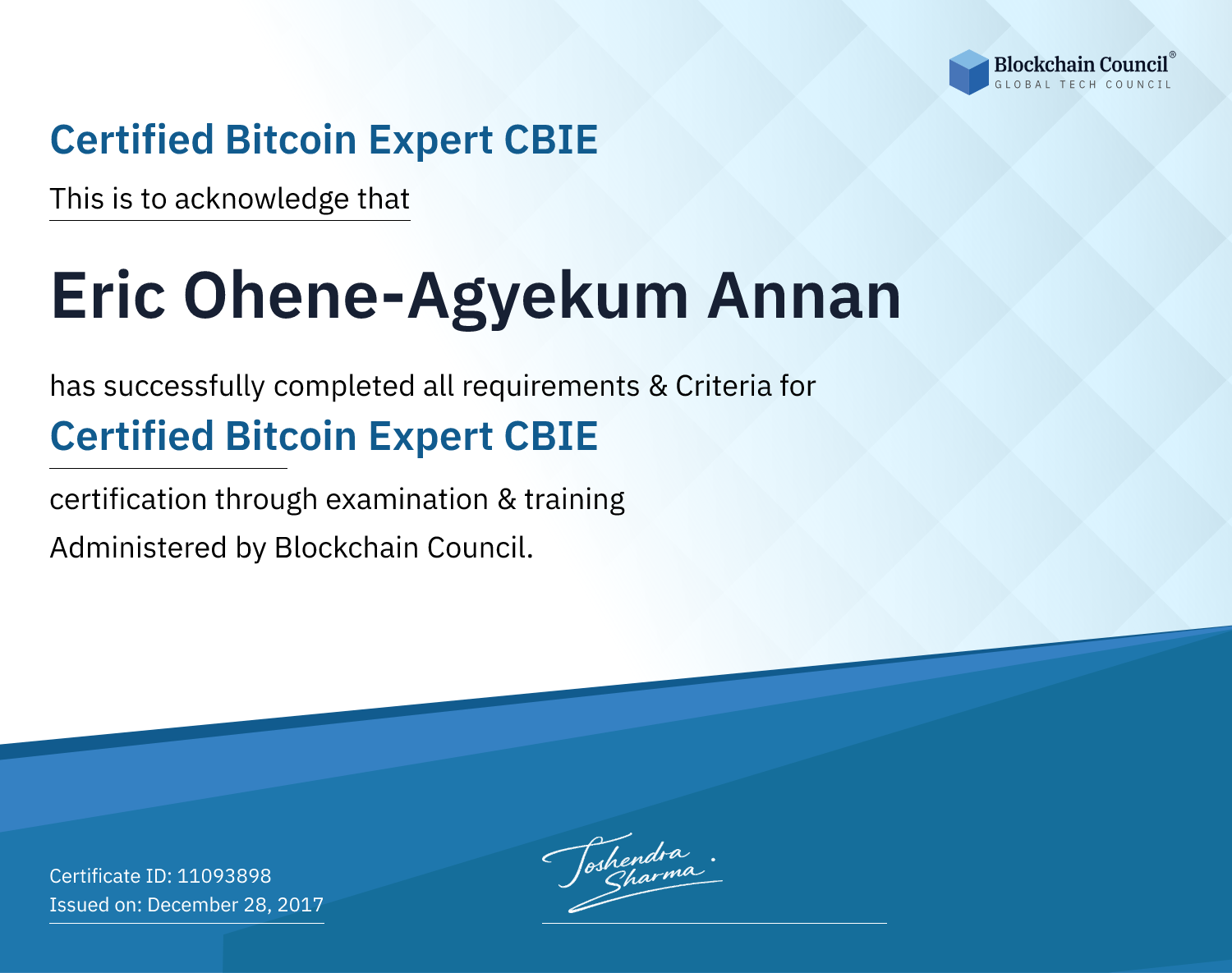 Certified Bitcoin Expert CBIE