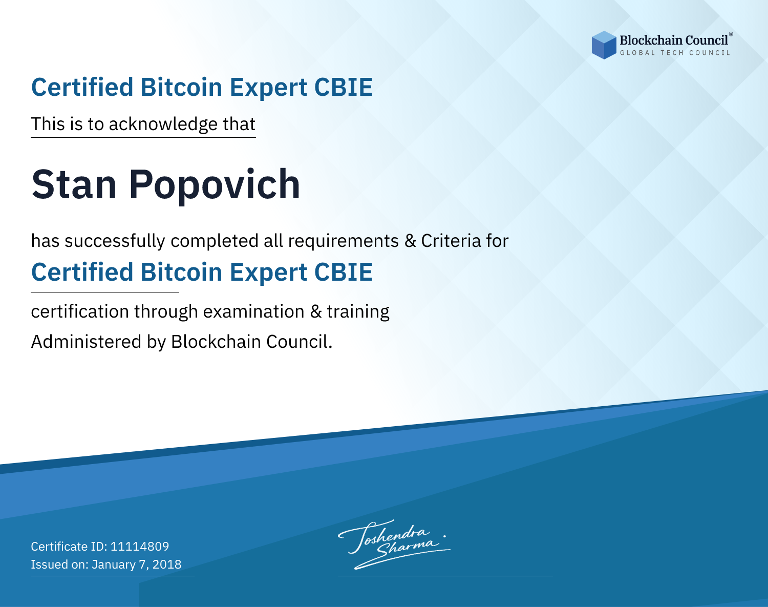 Certified Bitcoin Expert CBIE