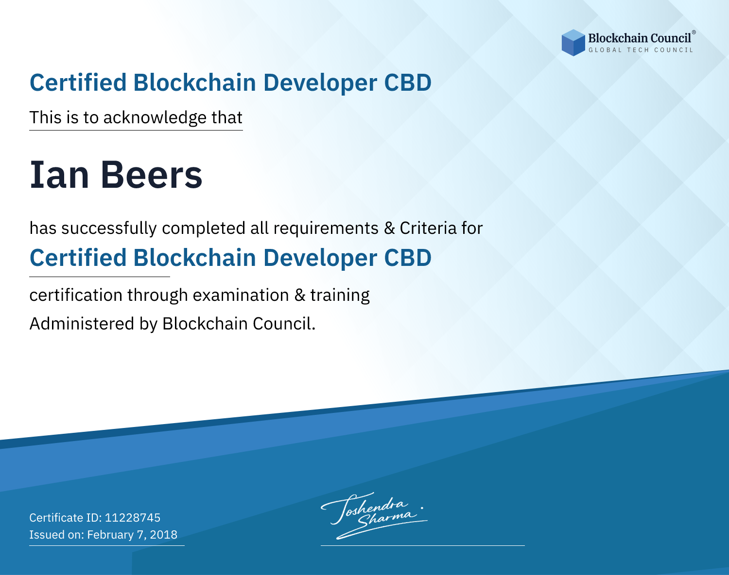Certified Blockchain Developer CBD