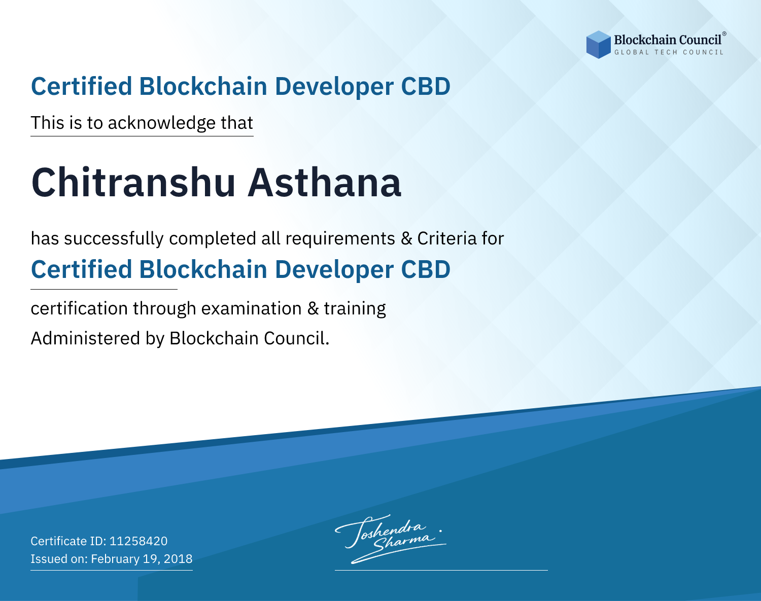 Certified Blockchain Developer CBD