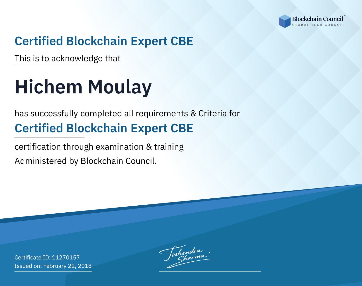 Certified Blockchain Expert CBE
