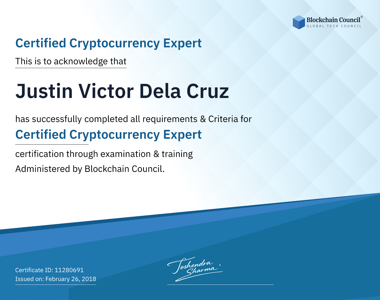 Certified Cryptocurrency Expert