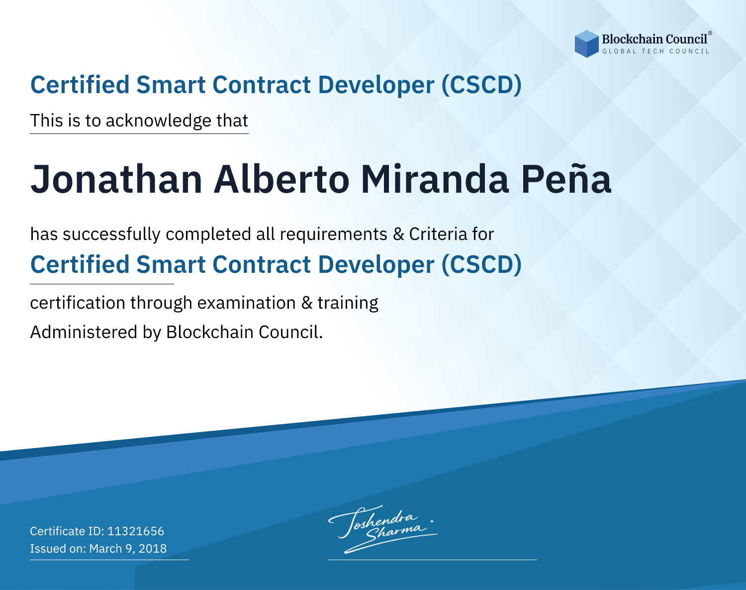Certified Smart Contract Developer (CSCD)