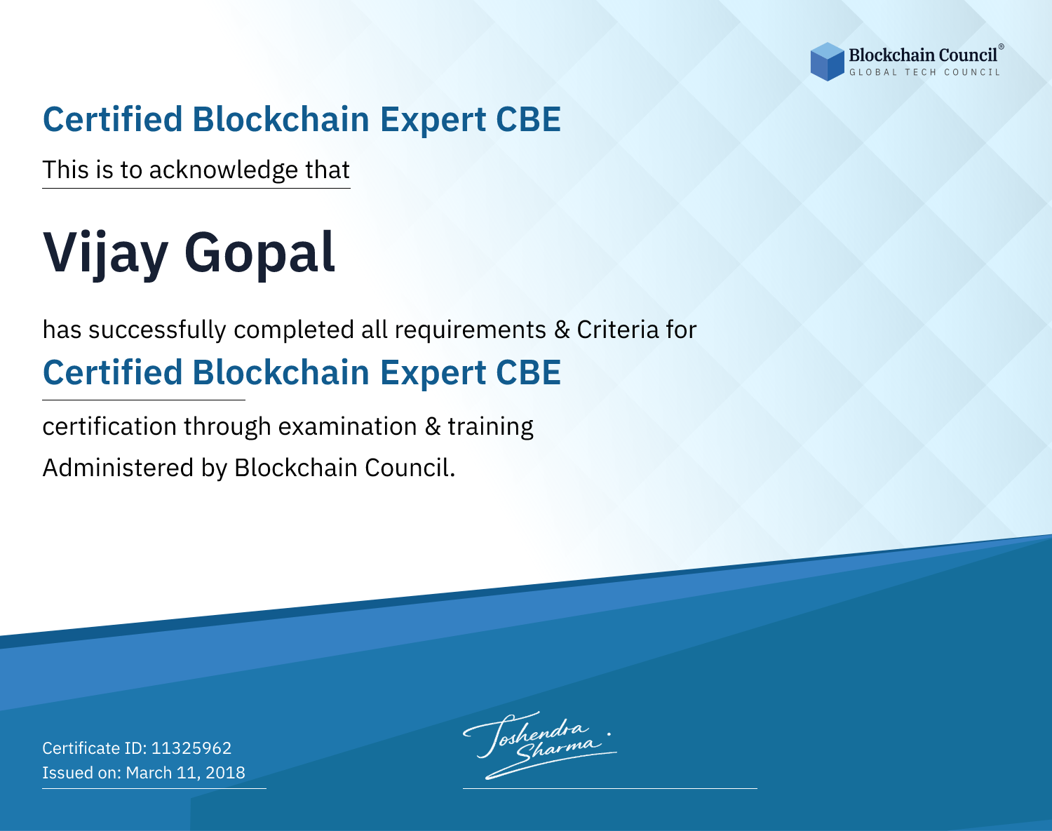 Certified Blockchain Expert CBE