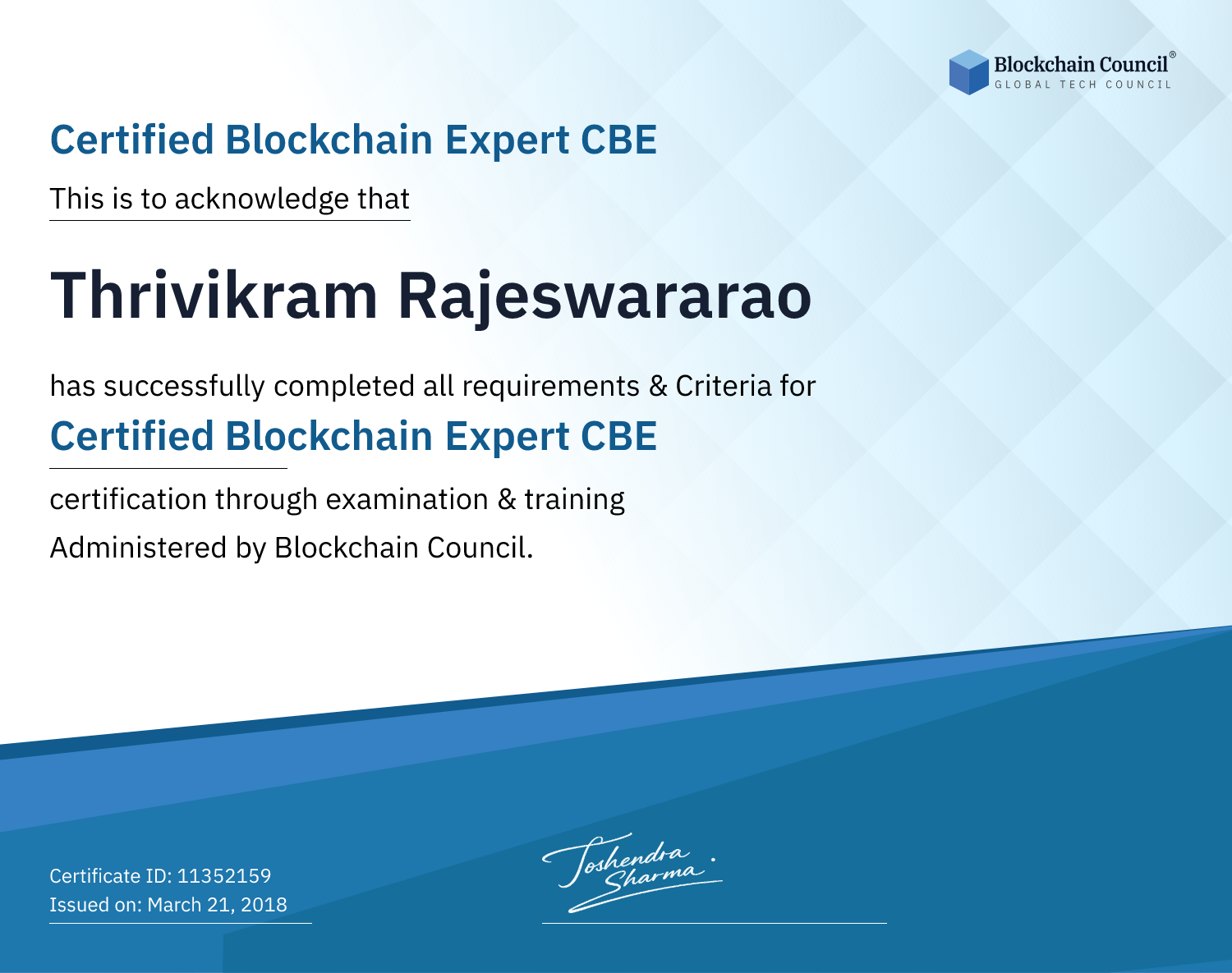 Certified Blockchain Expert CBE