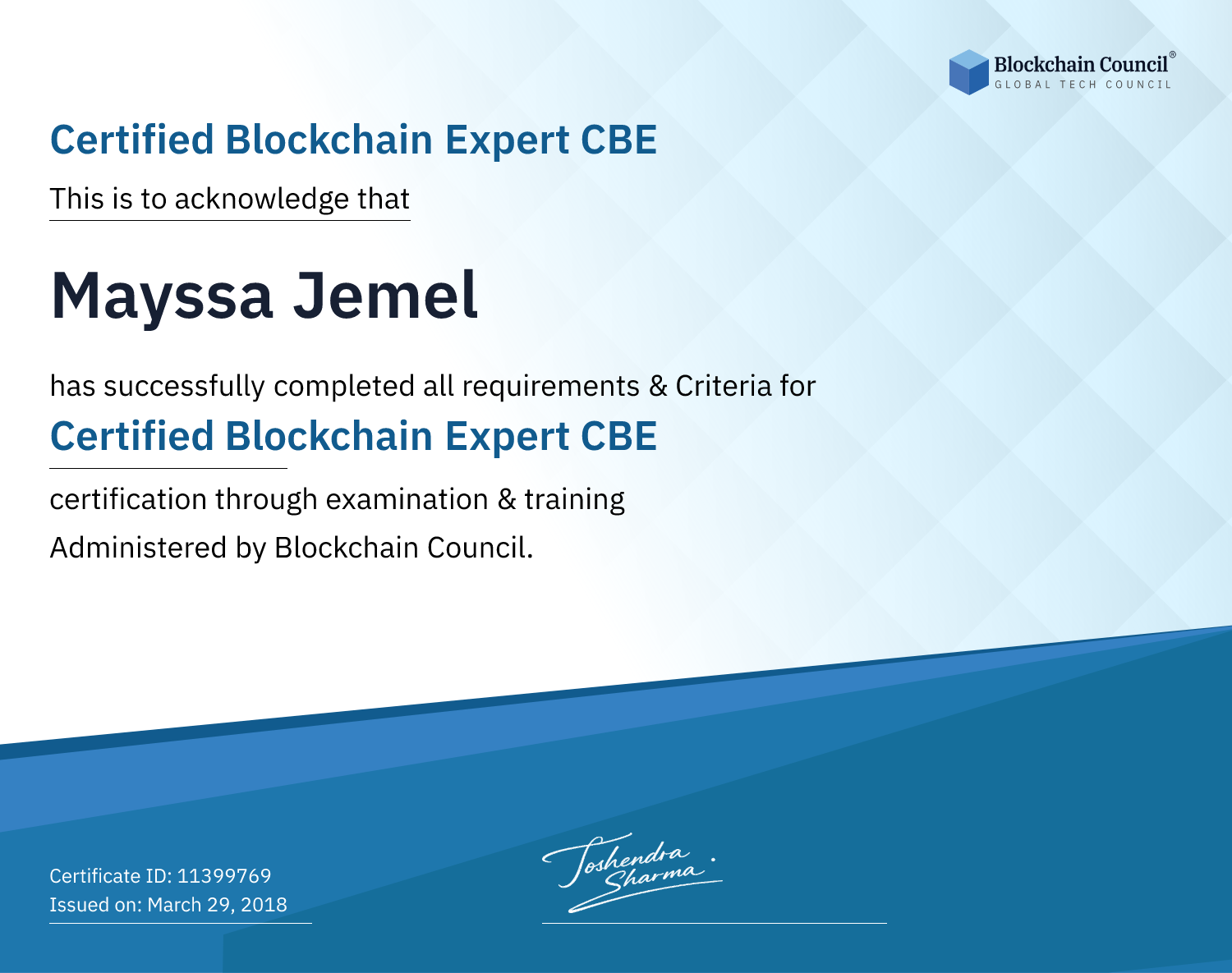 Certified Blockchain Expert CBE