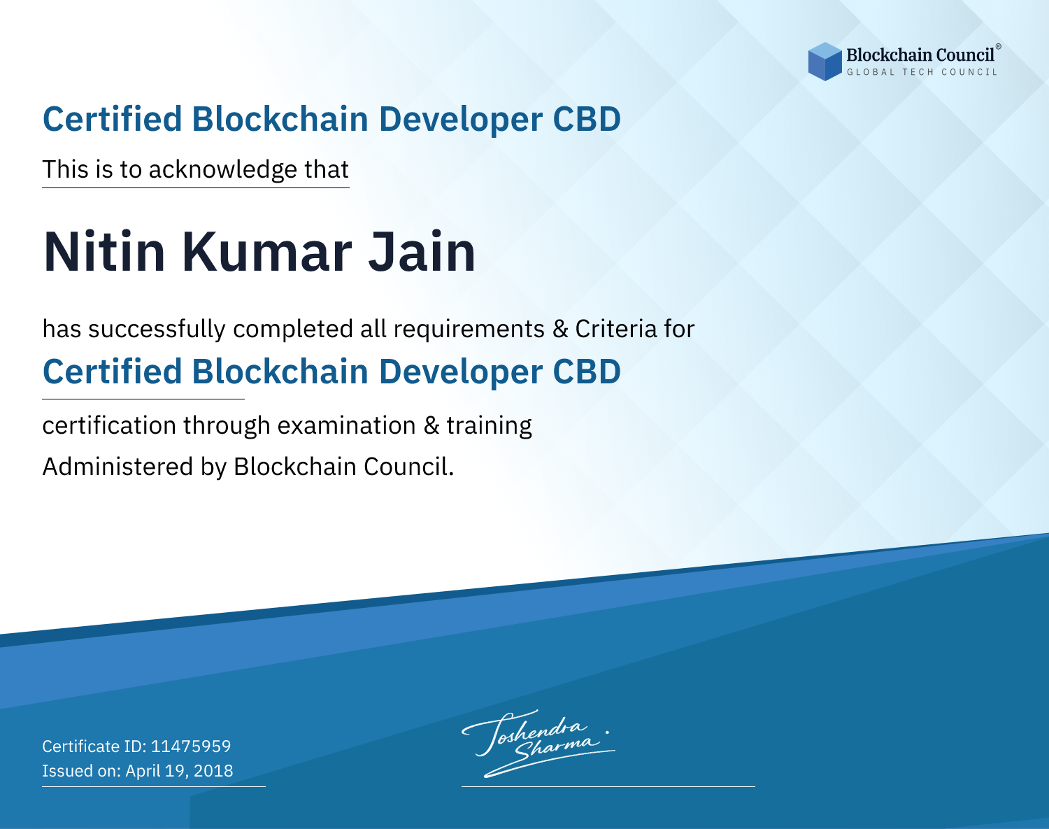 Certified Blockchain Developer CBD