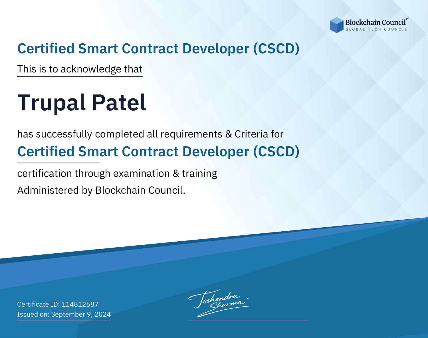 Certified Smart Contract Developer (CSCD)