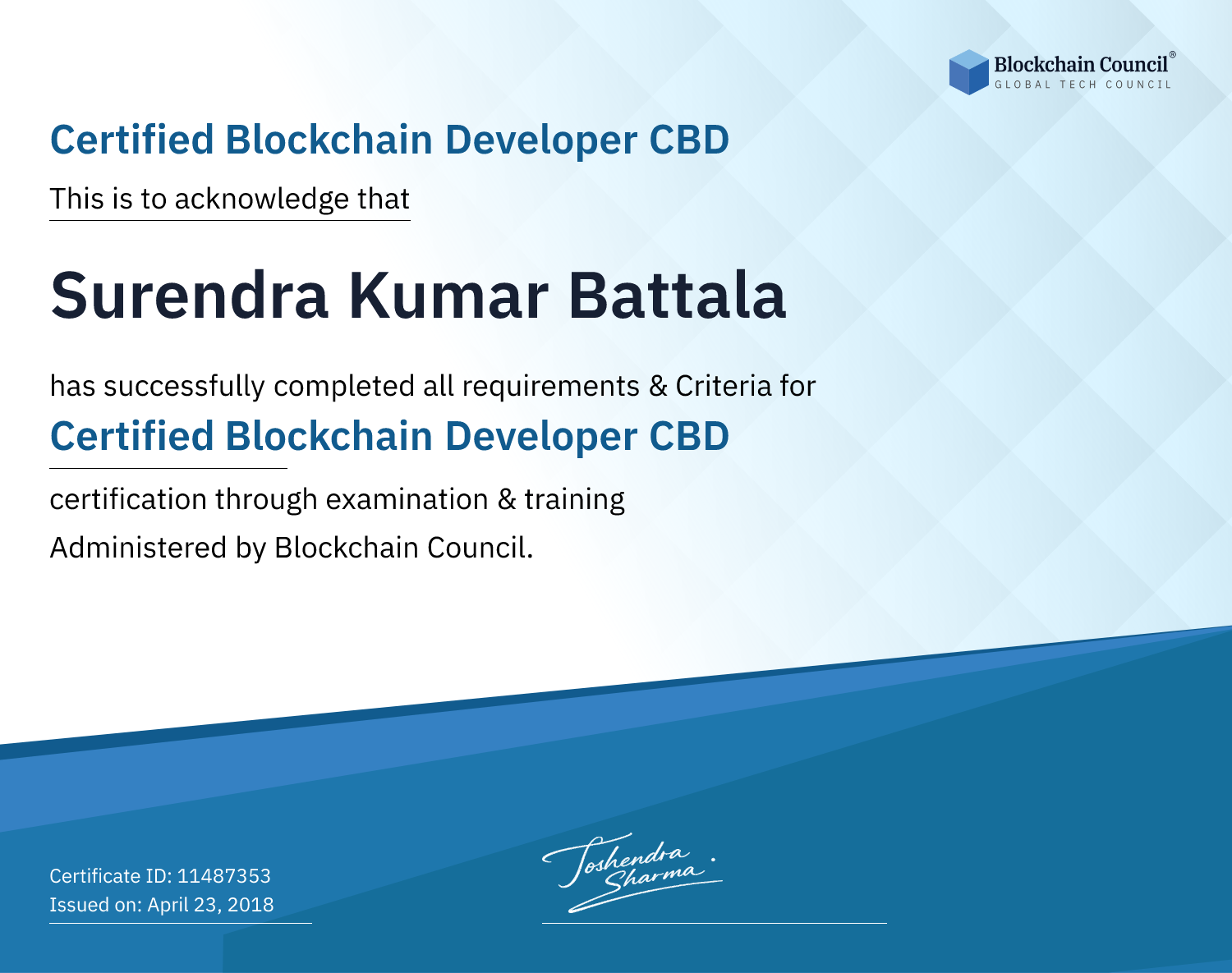 Certified Blockchain Developer CBD