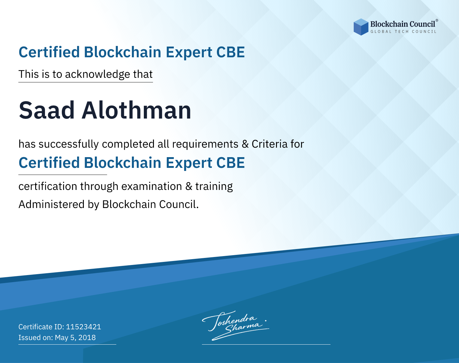Certified Blockchain Expert CBE