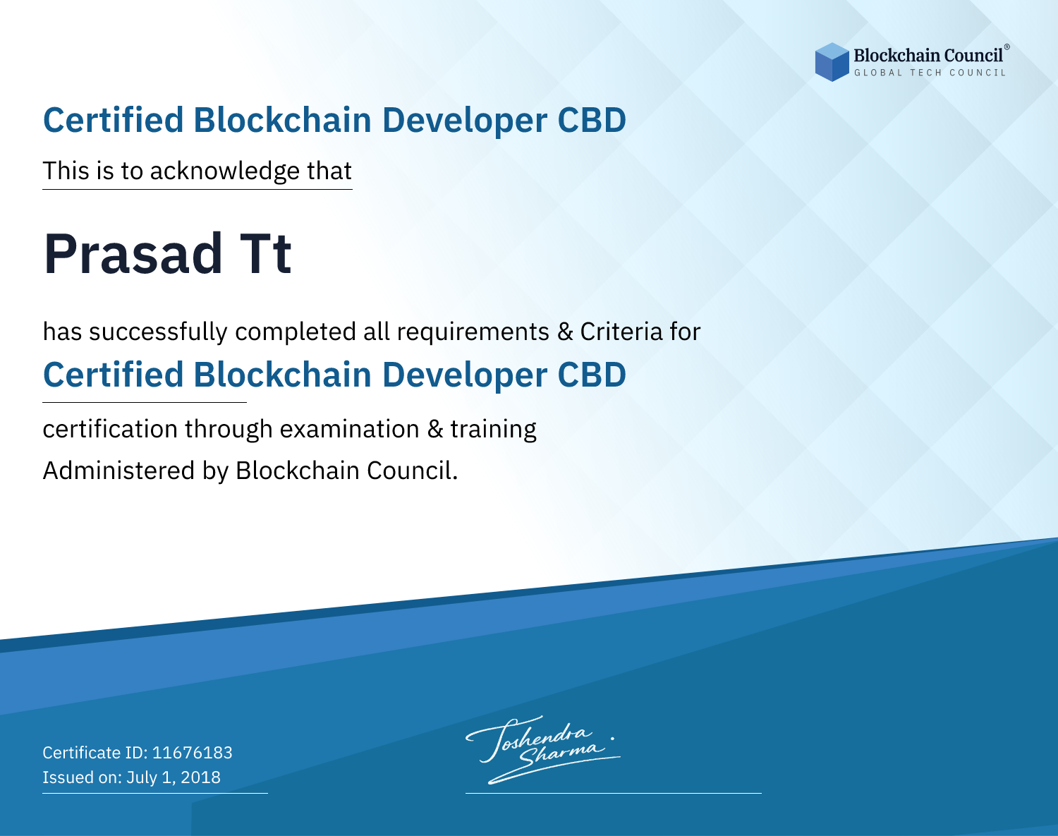 Certified Blockchain Developer CBD