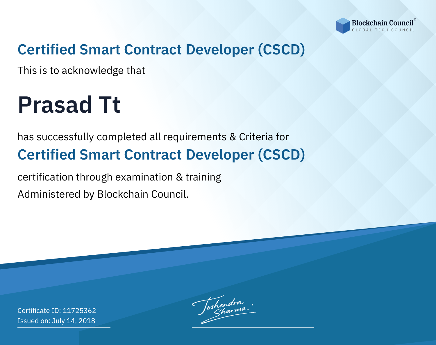 Certified Smart Contract Developer (CSCD)
