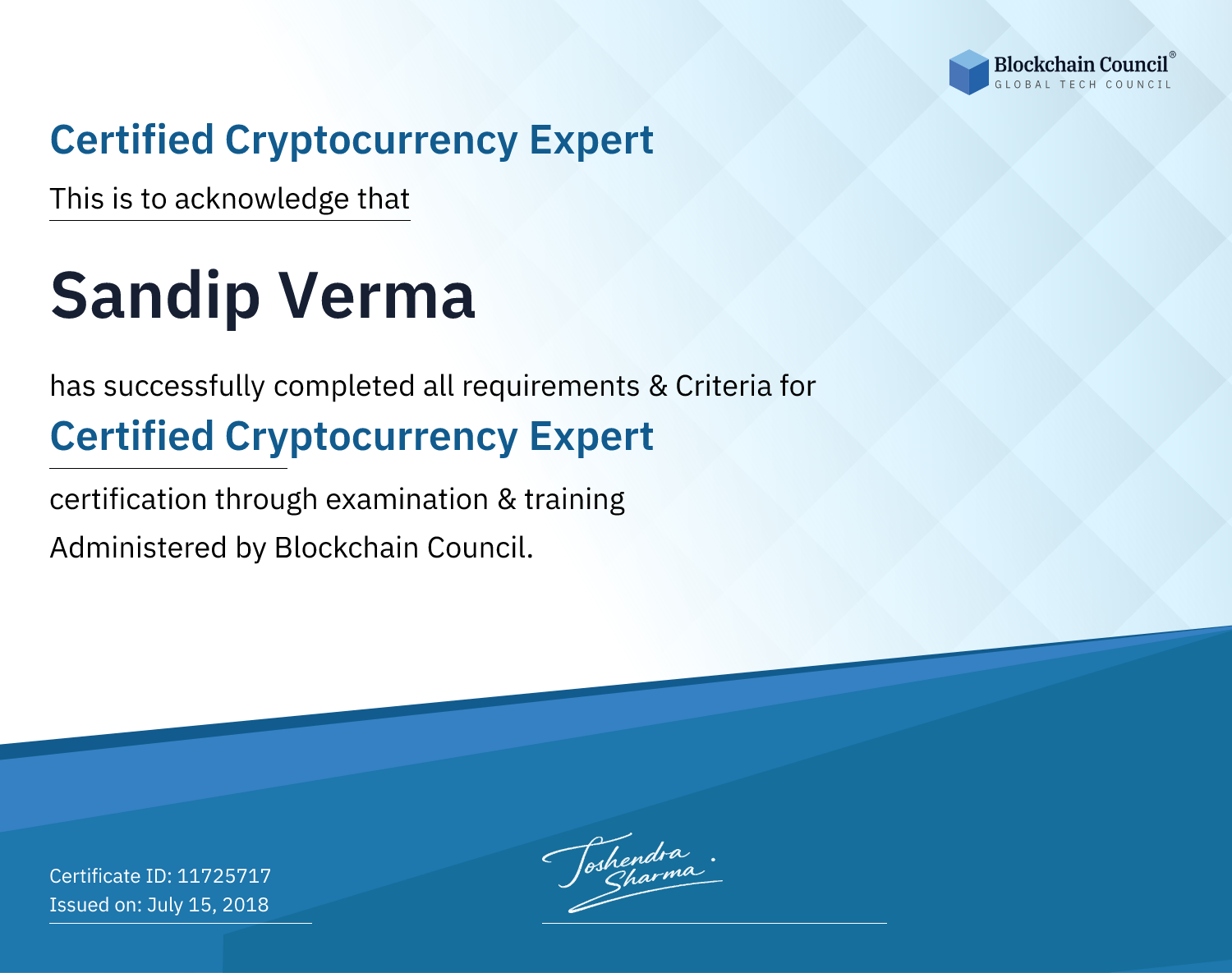 Certified Cryptocurrency Expert