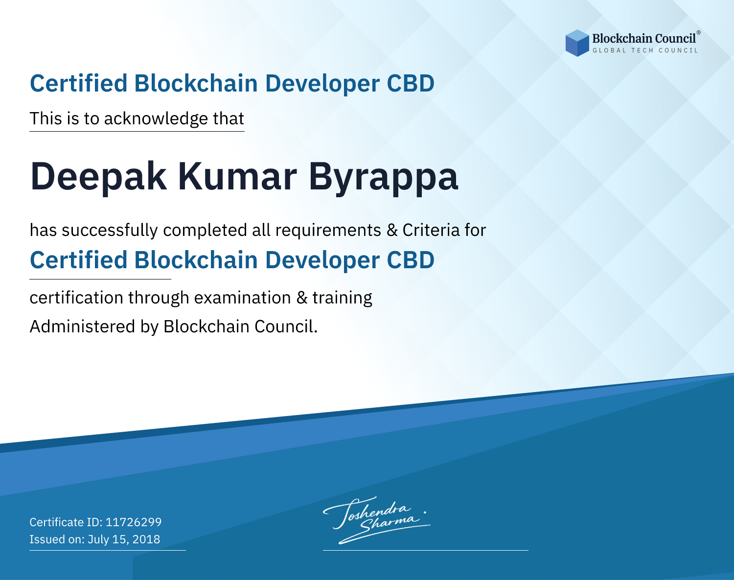 Certified Blockchain Developer CBD