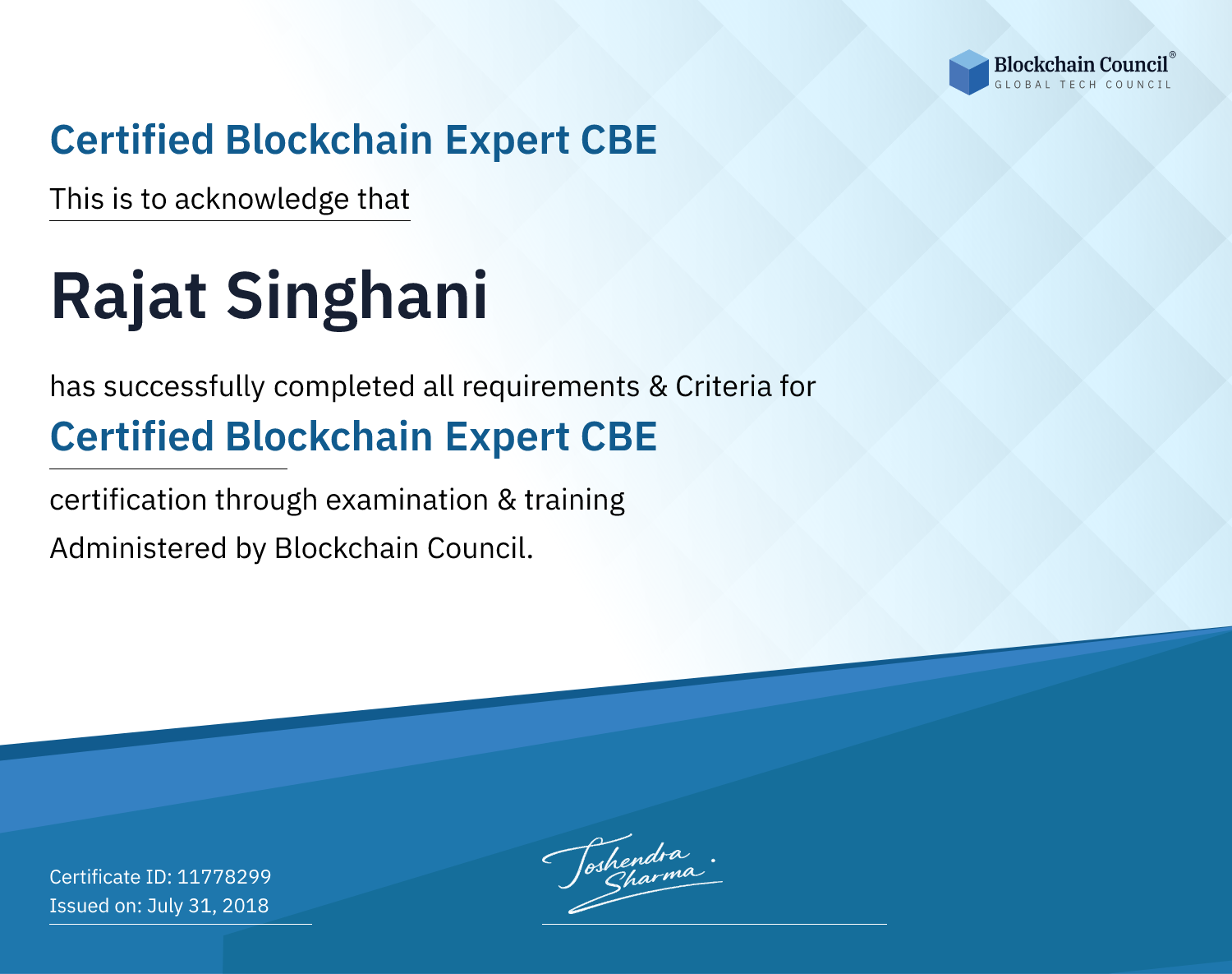 Certified Blockchain Expert CBE