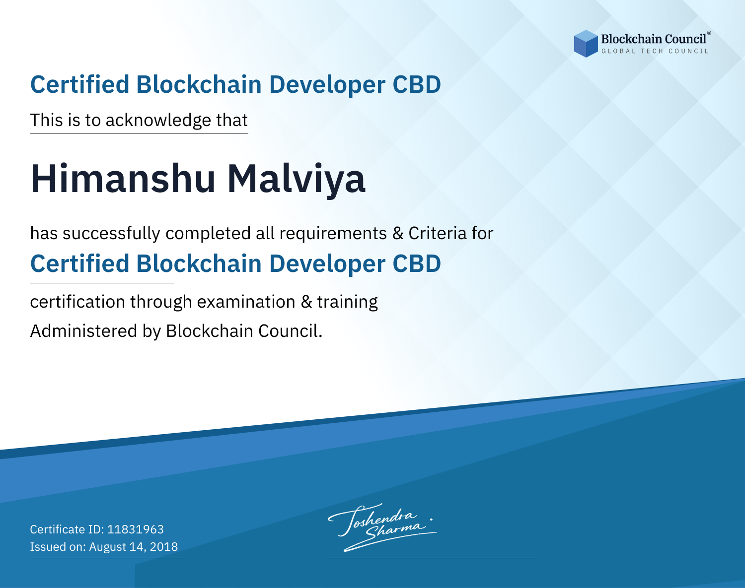 Certified Blockchain Developer CBD