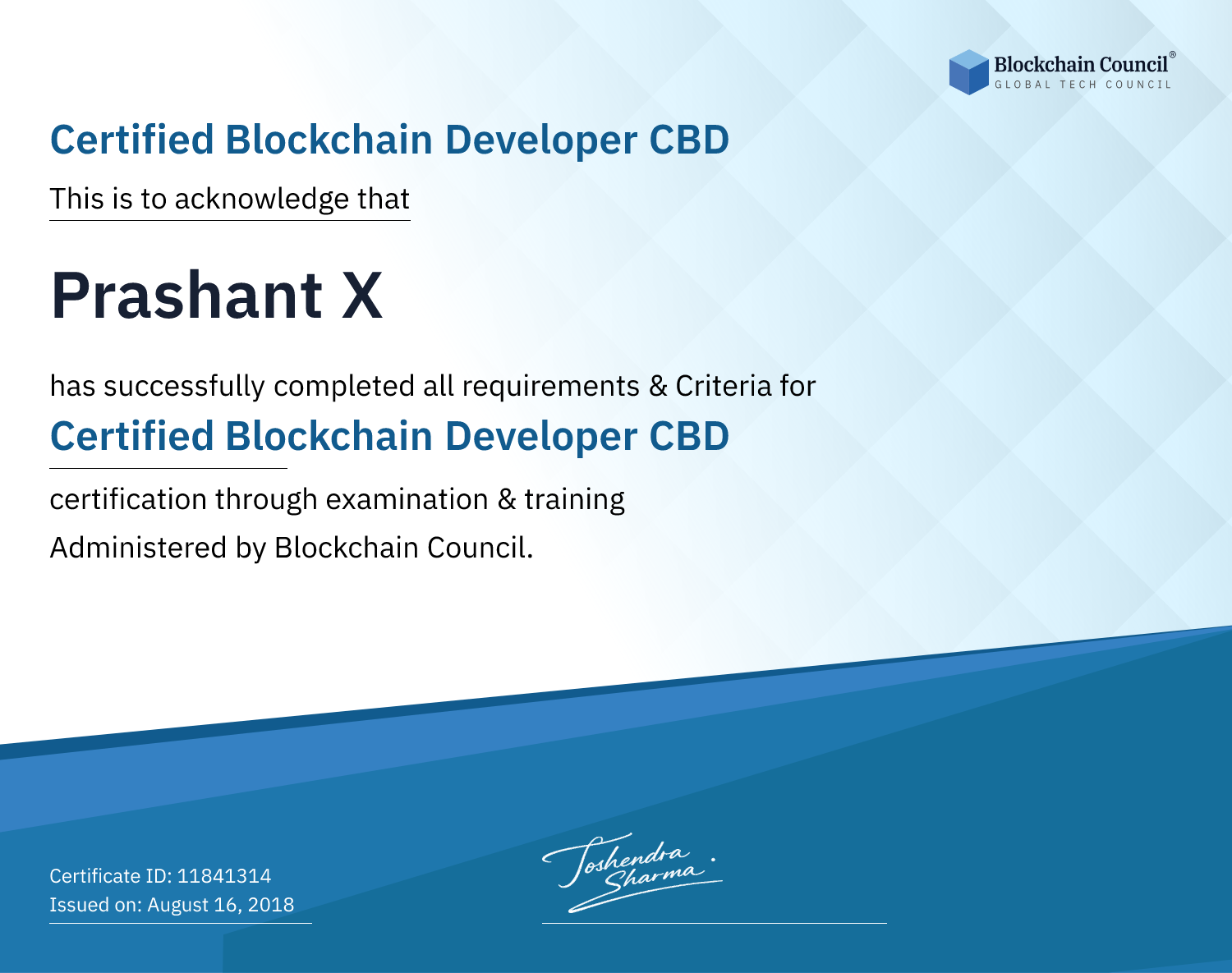 Certified Blockchain Developer CBD