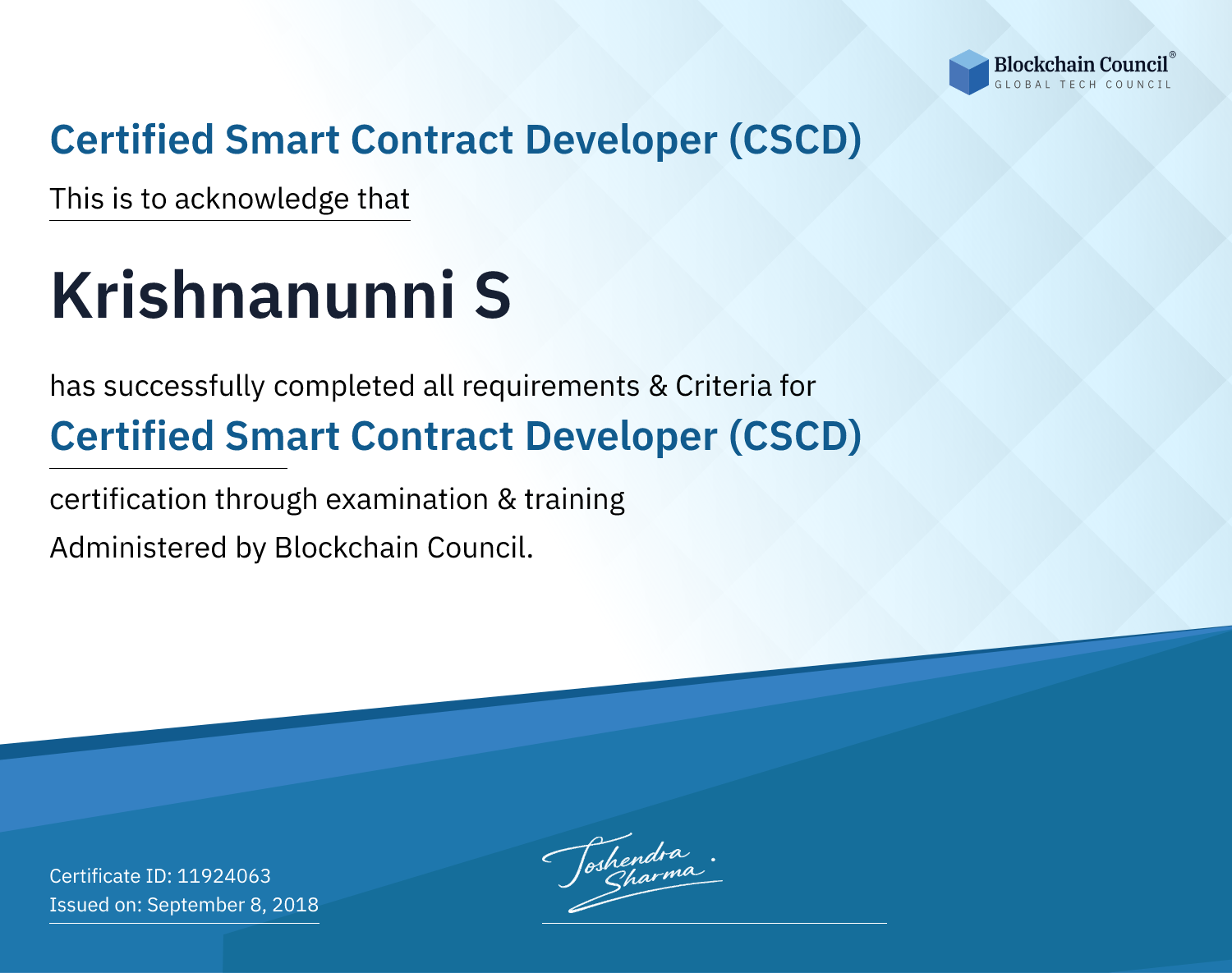 Certified Smart Contract Developer (CSCD)