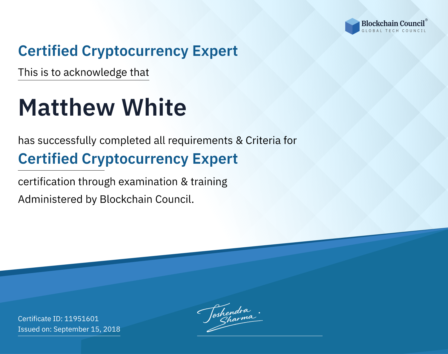 Certified Cryptocurrency Expert