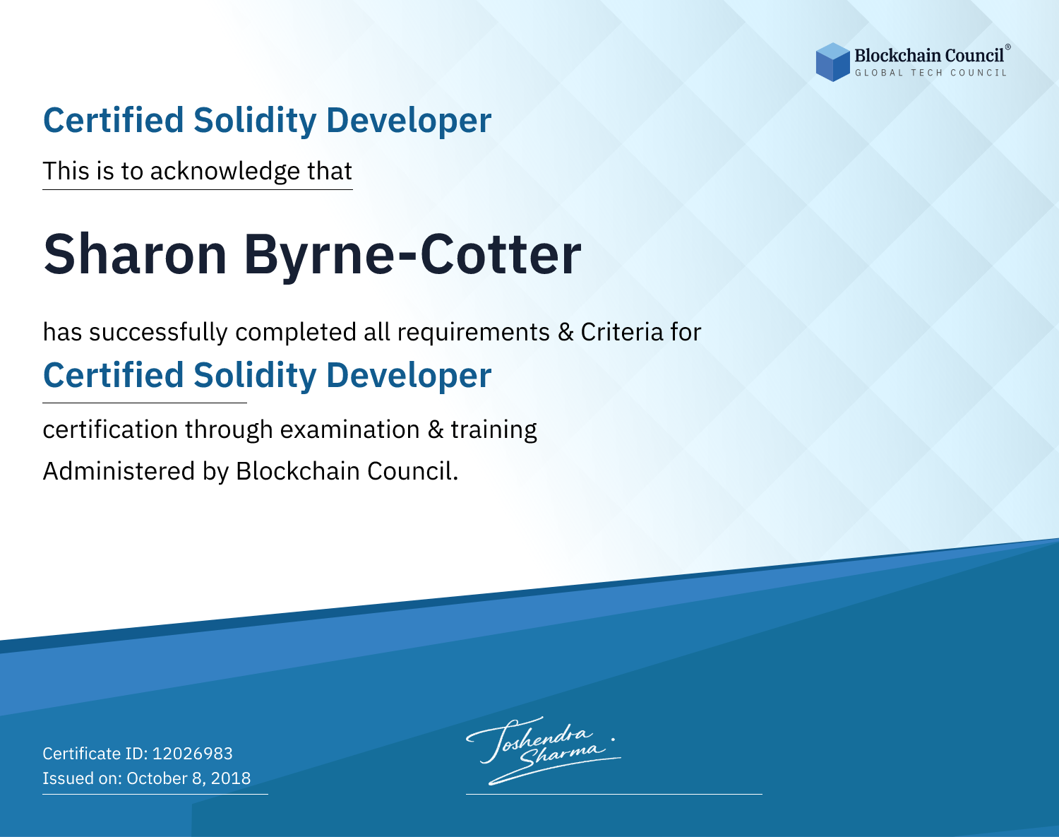 Certified Solidity Developer