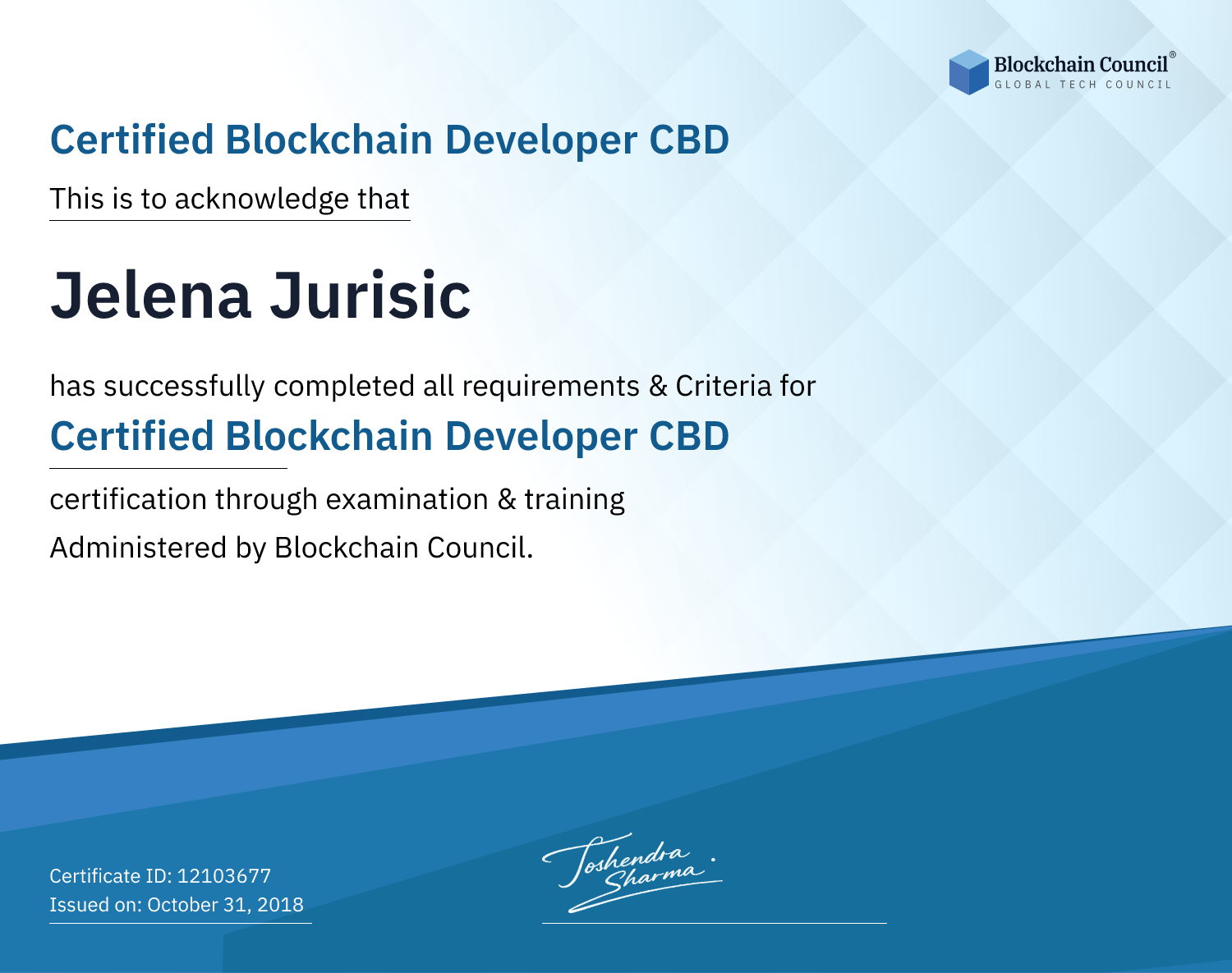 Certified Blockchain Developer CBD