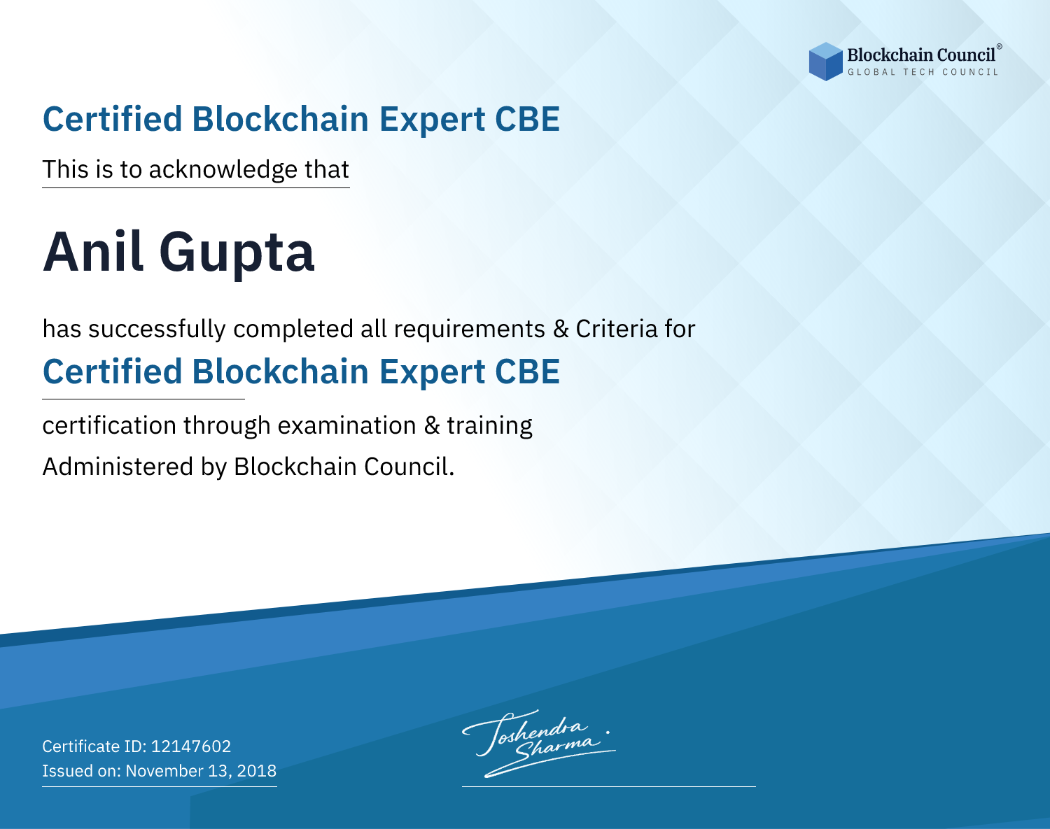Certified Blockchain Expert CBE
