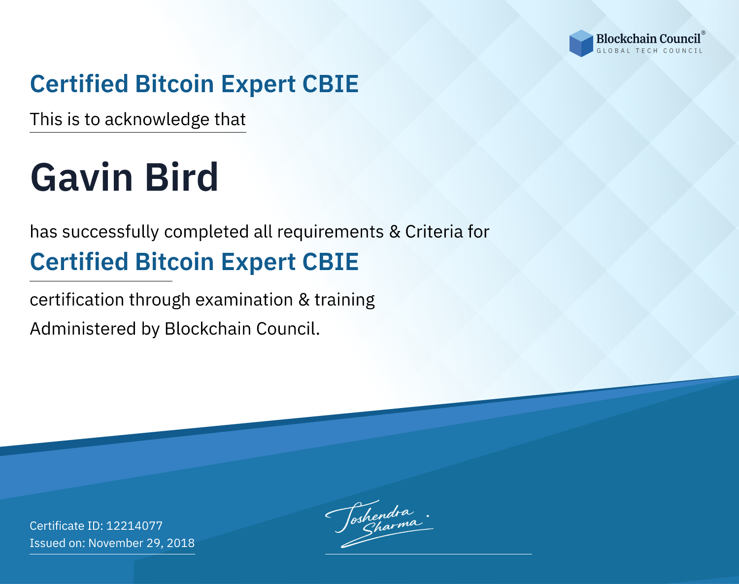 Certified Bitcoin Expert CBIE