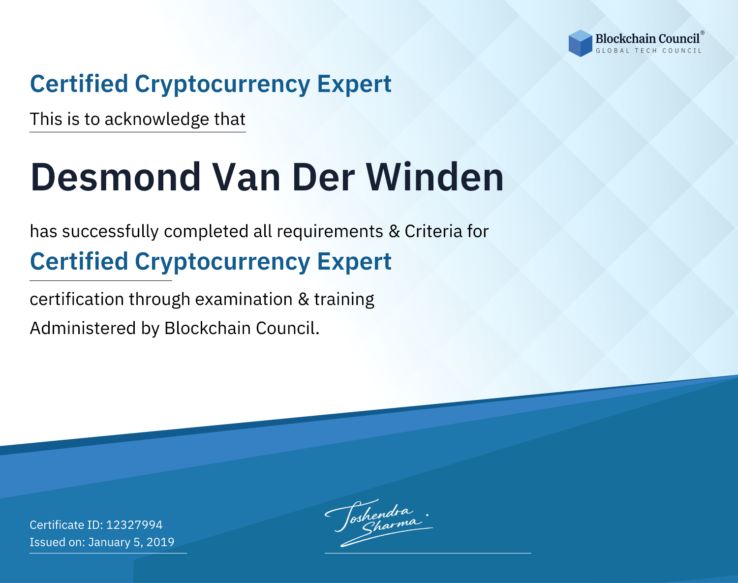 Certified Cryptocurrency Expert