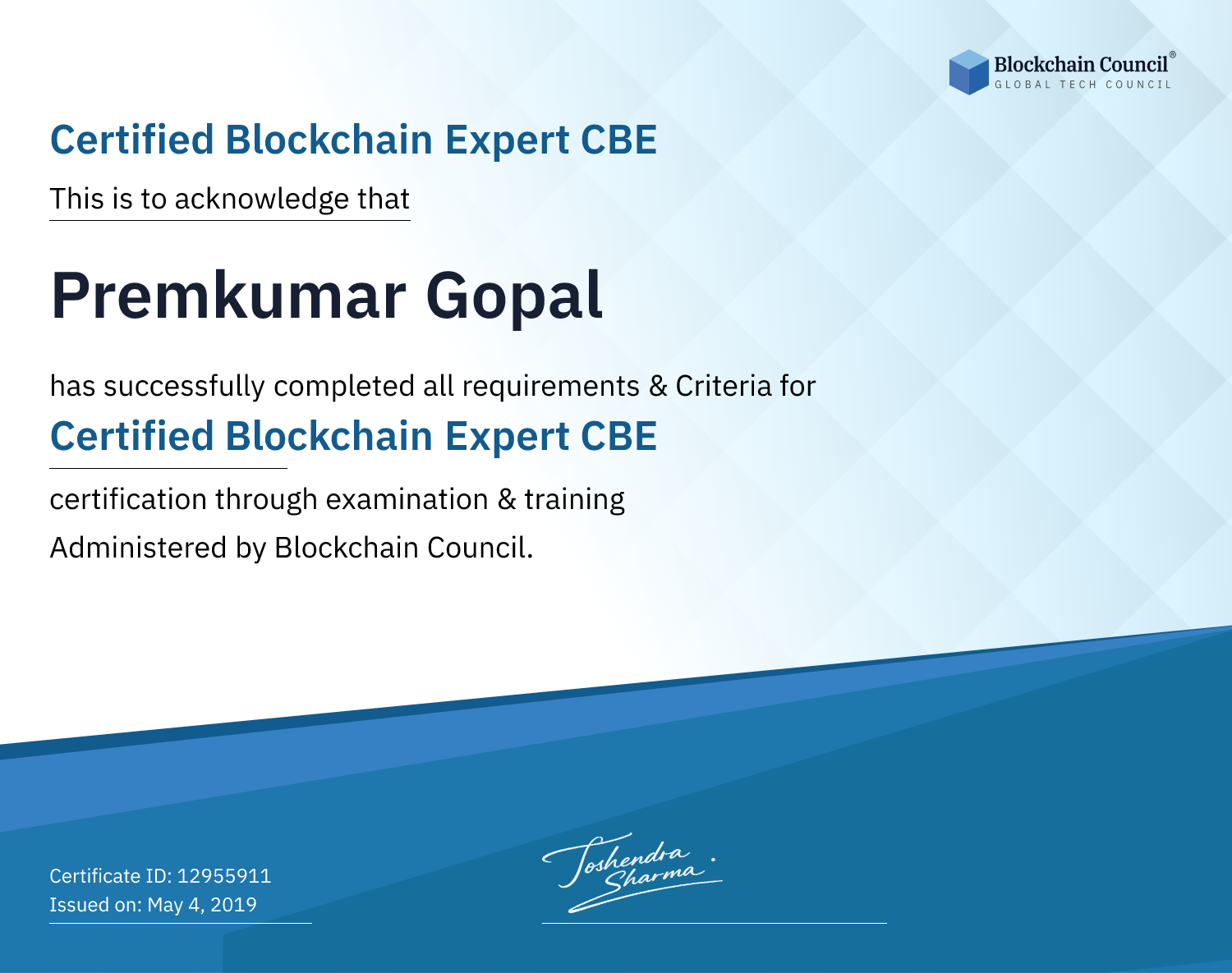 Certified Blockchain Expert CBE