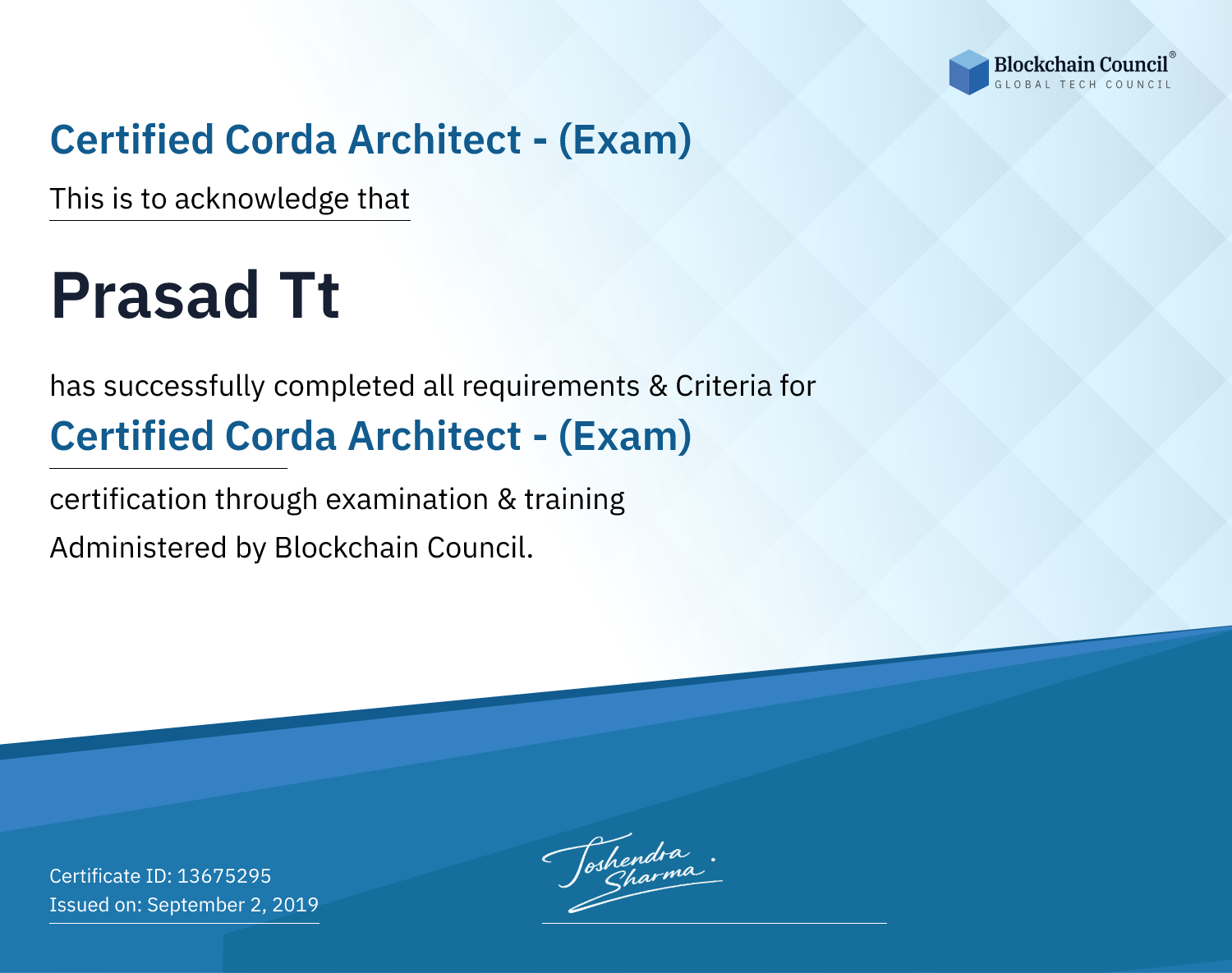 Certified Corda Architect - (Exam)