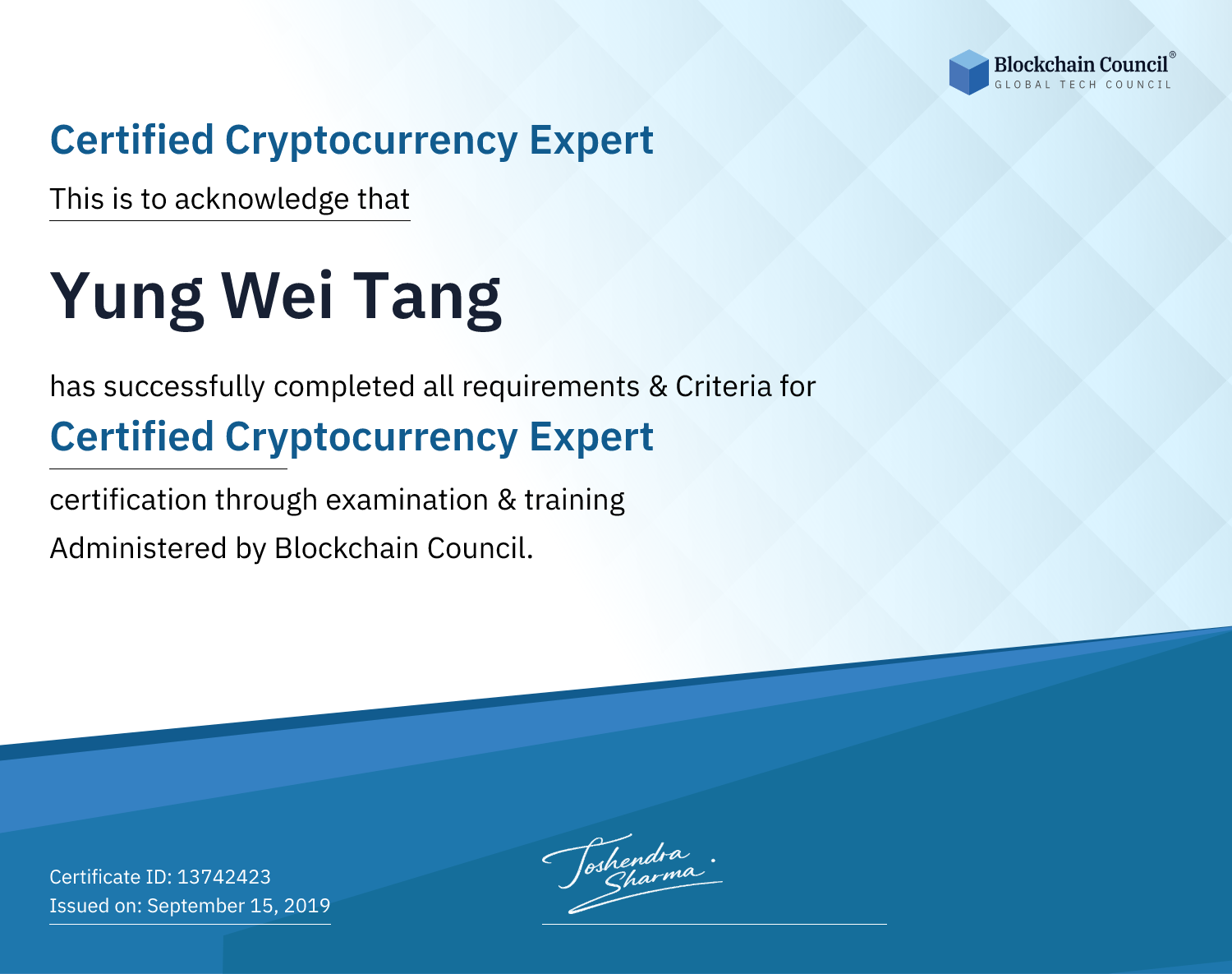 Certified Cryptocurrency Expert