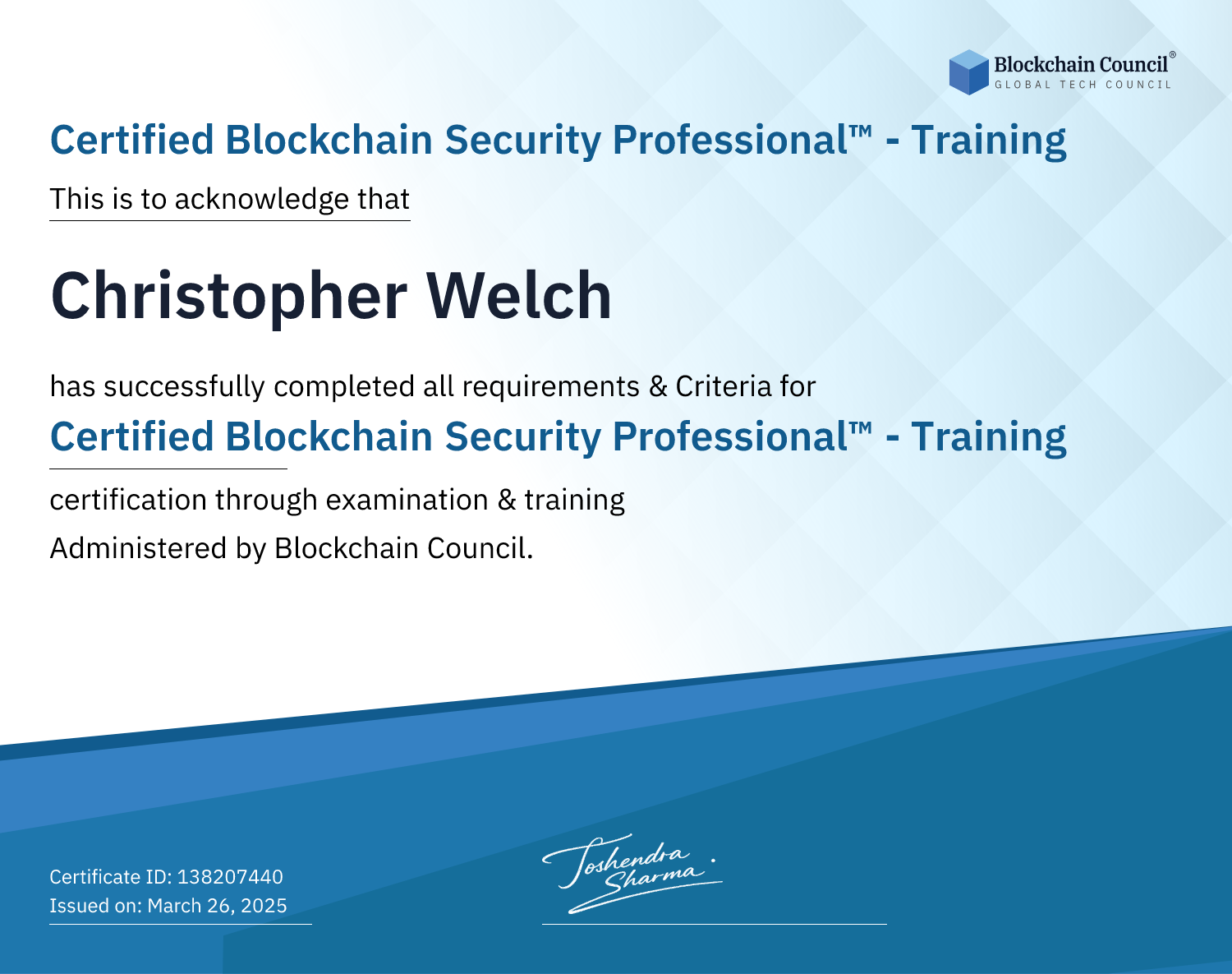 Certified Blockchain Security Professional™ - Training