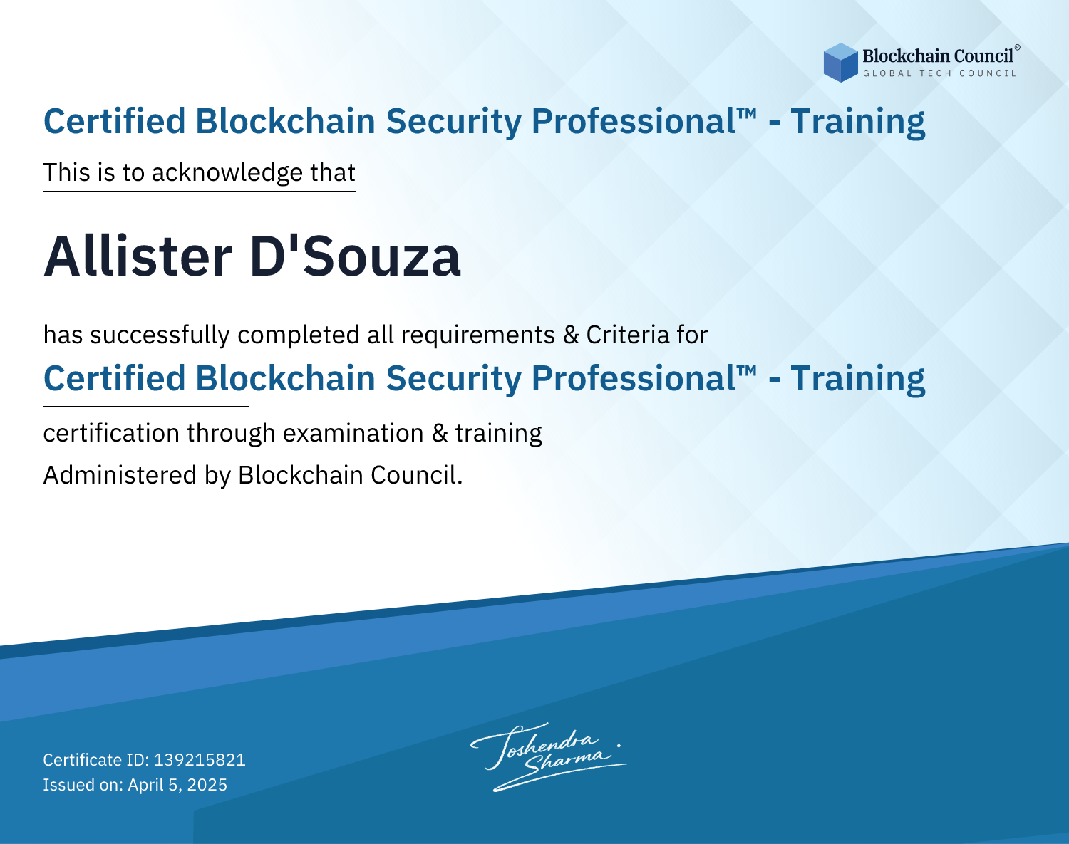 Certified Blockchain Security Professional™ - Training
