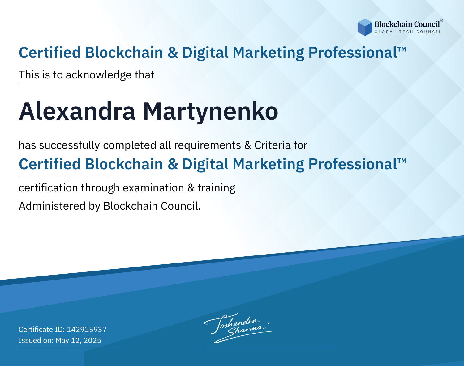 Certified Blockchain & Digital Marketing Professional™