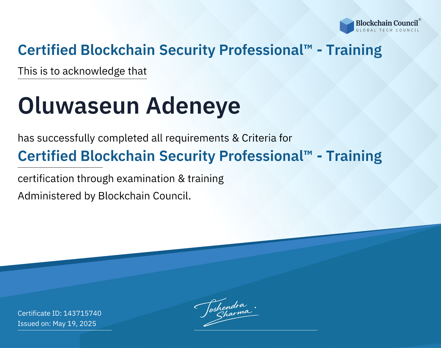 Certified Blockchain Security Professional™ - Training