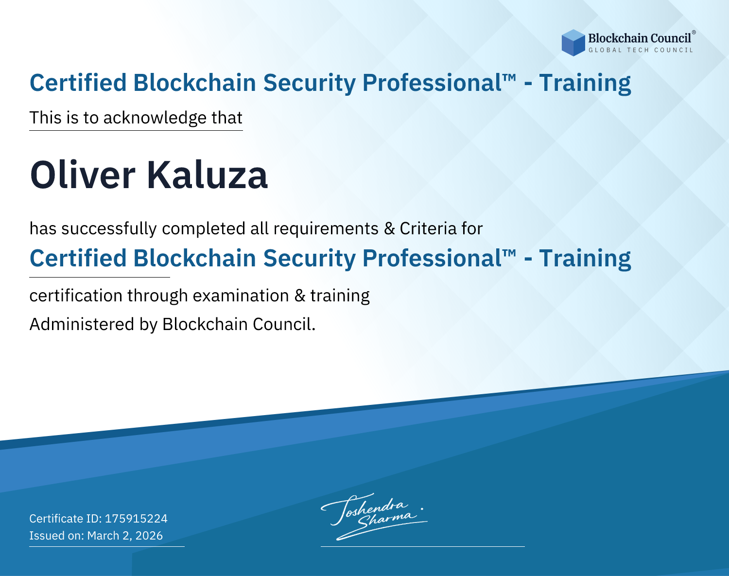 Certified Blockchain Security Professional™ - Training