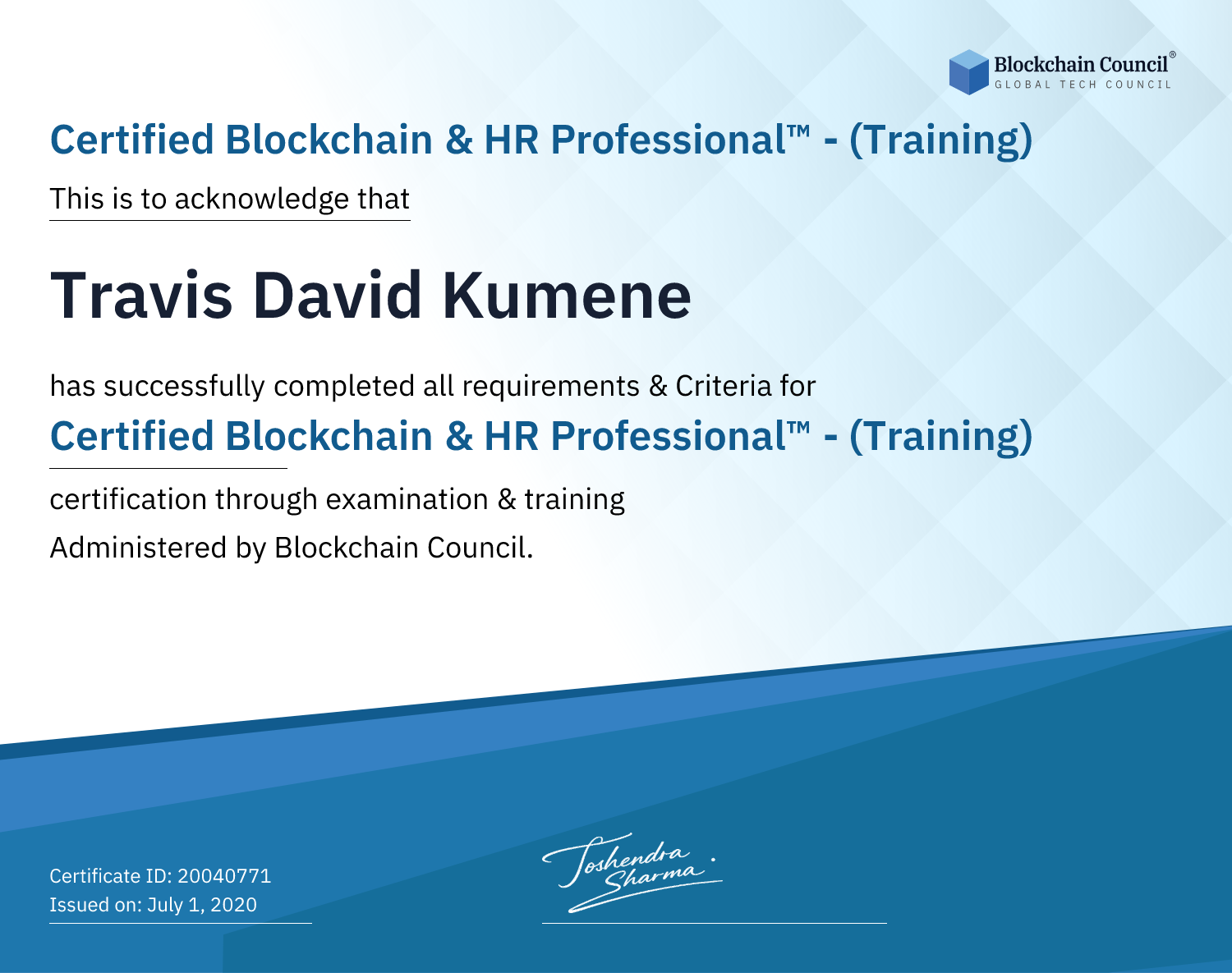 Certified Blockchain & HR Professional™ - (Training)