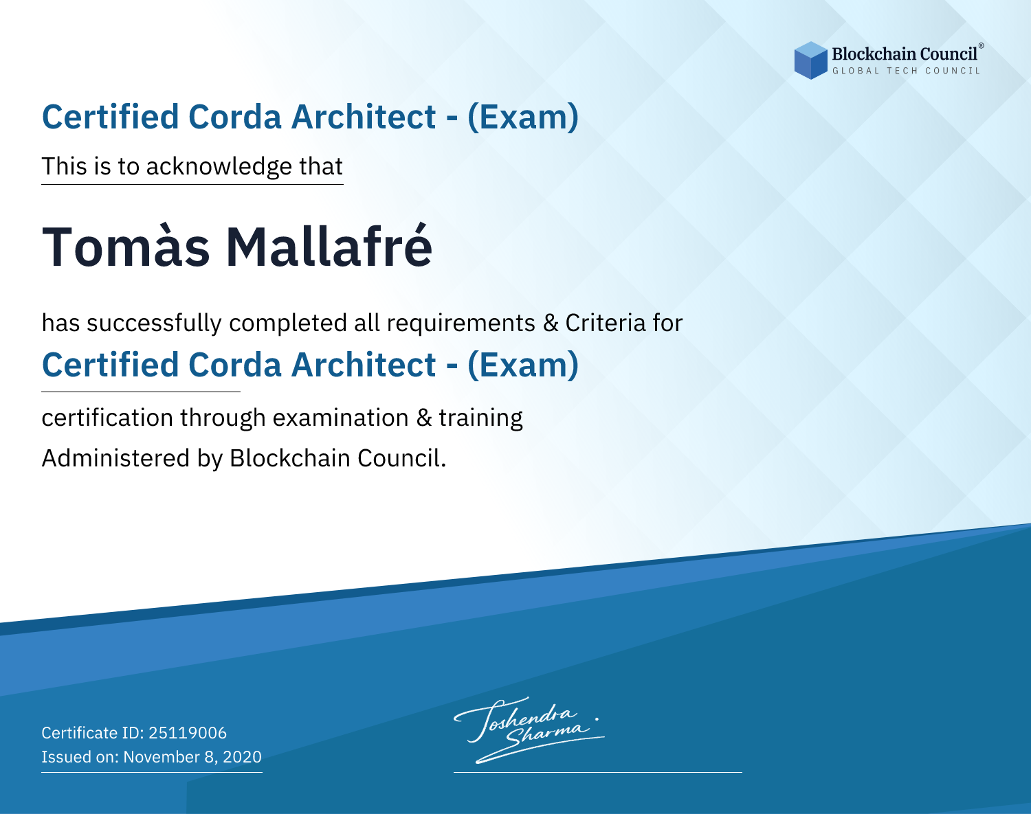 Certified Corda Architect - (Exam)