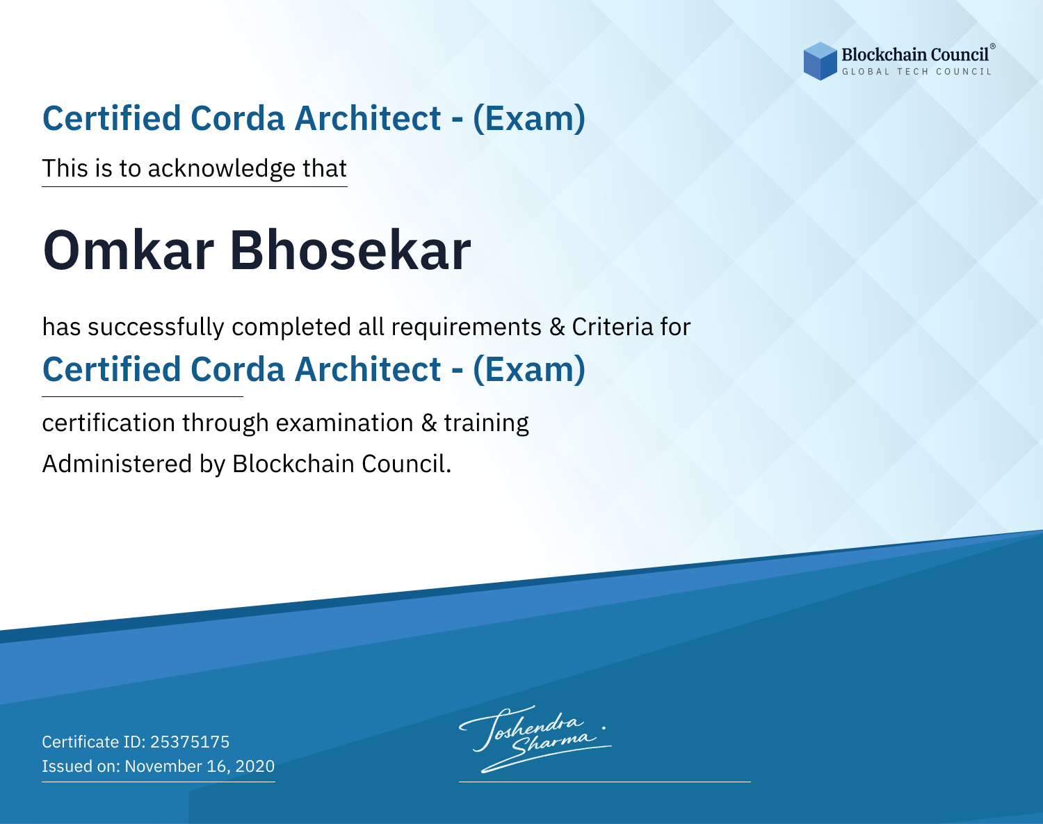 Certified Corda Architect - (Exam)