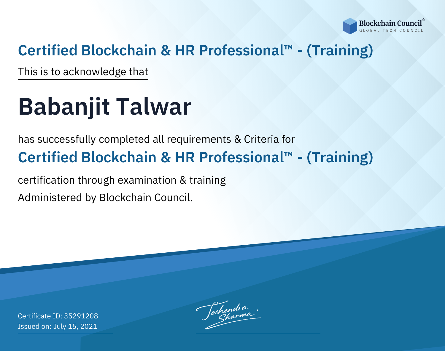 Certified Blockchain & HR Professional™ - (Training)