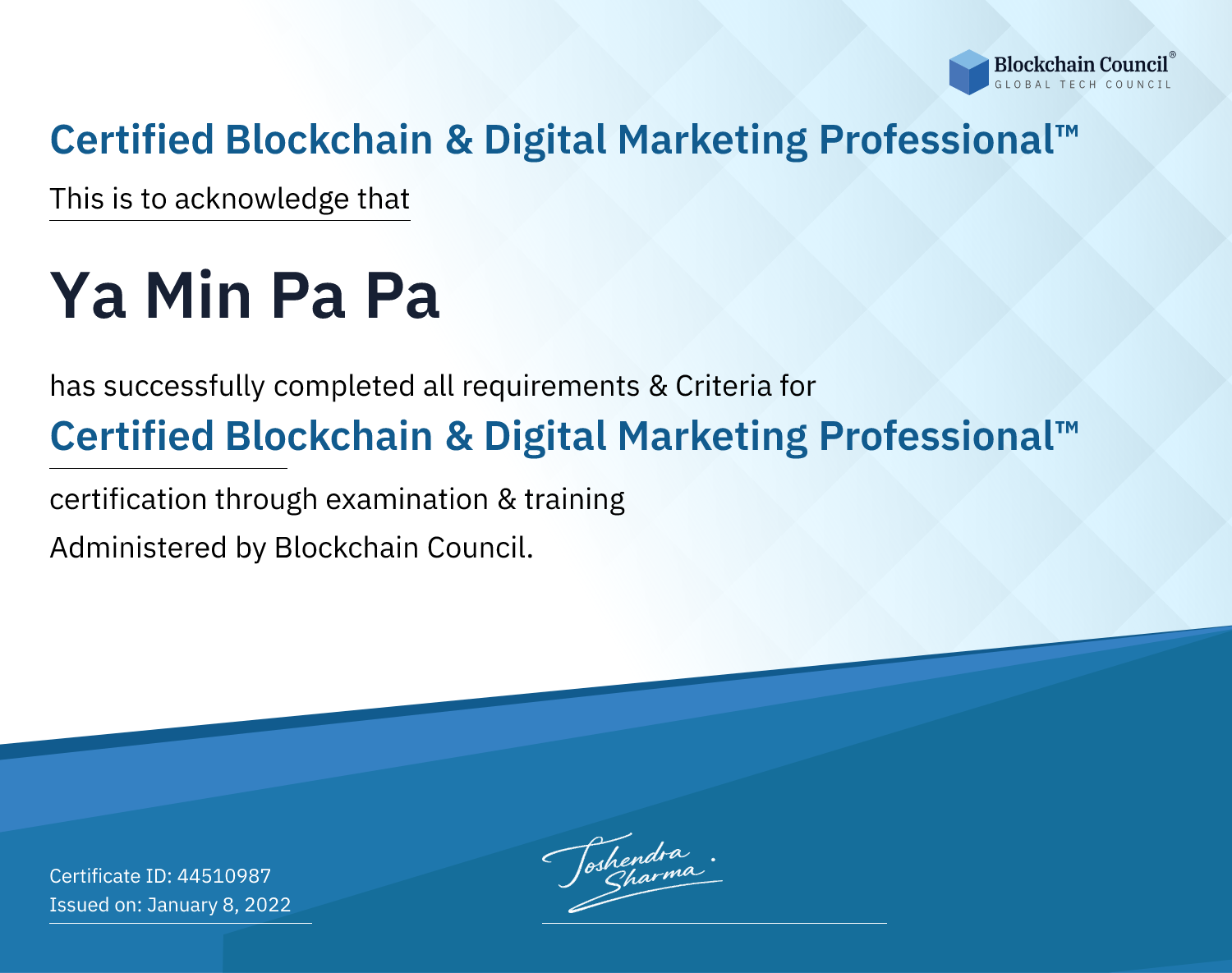 Certified Blockchain & Digital Marketing Professional™