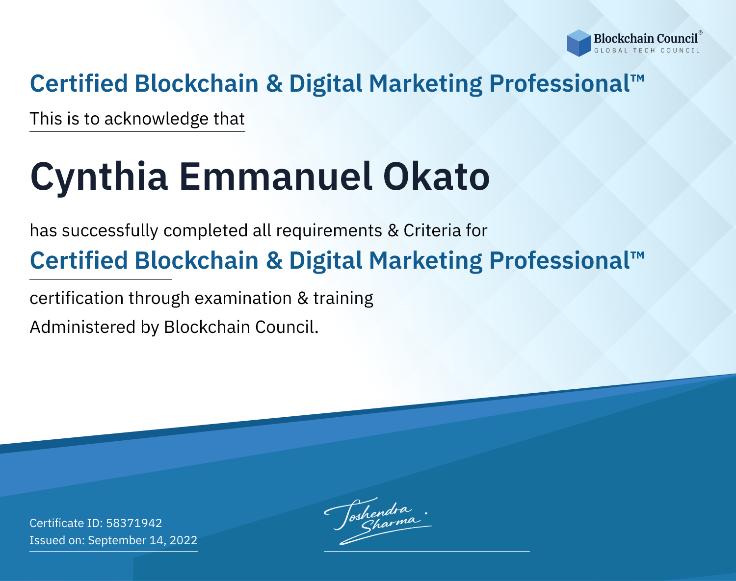 Certified Blockchain & Digital Marketing Professional™
