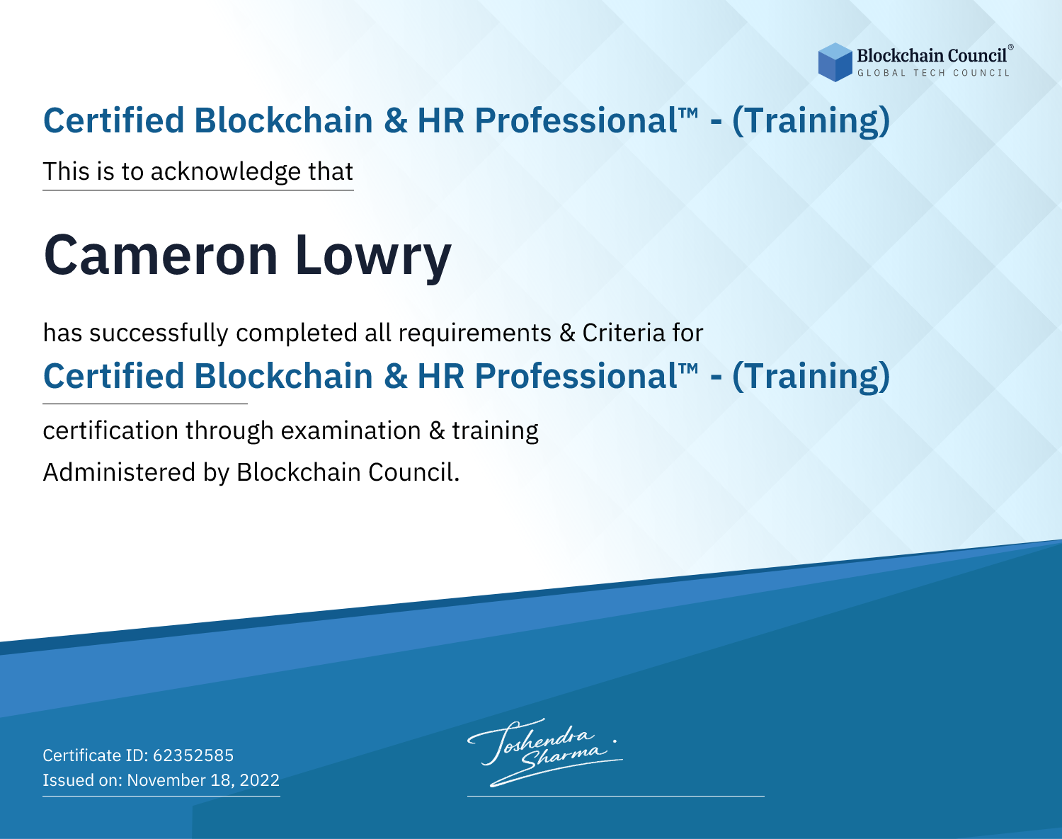 Certified Blockchain & HR Professional™ - (Training)