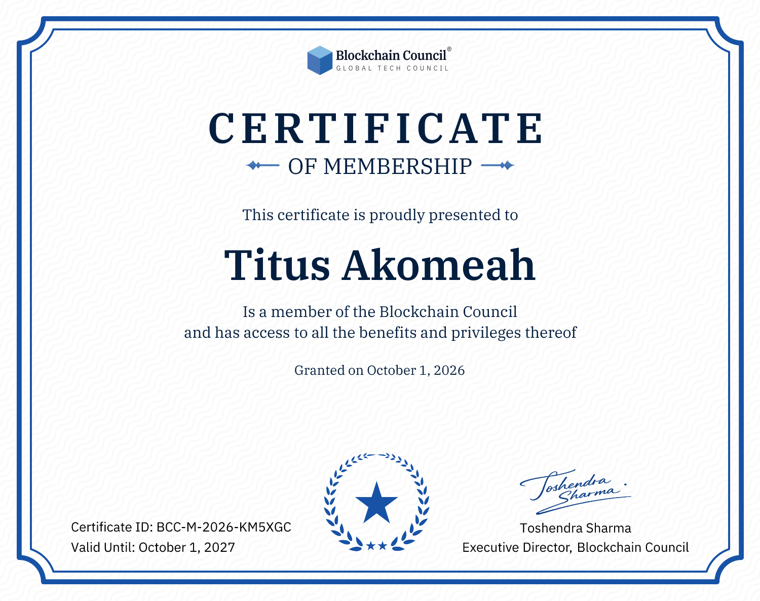 Blockchain Council Membership