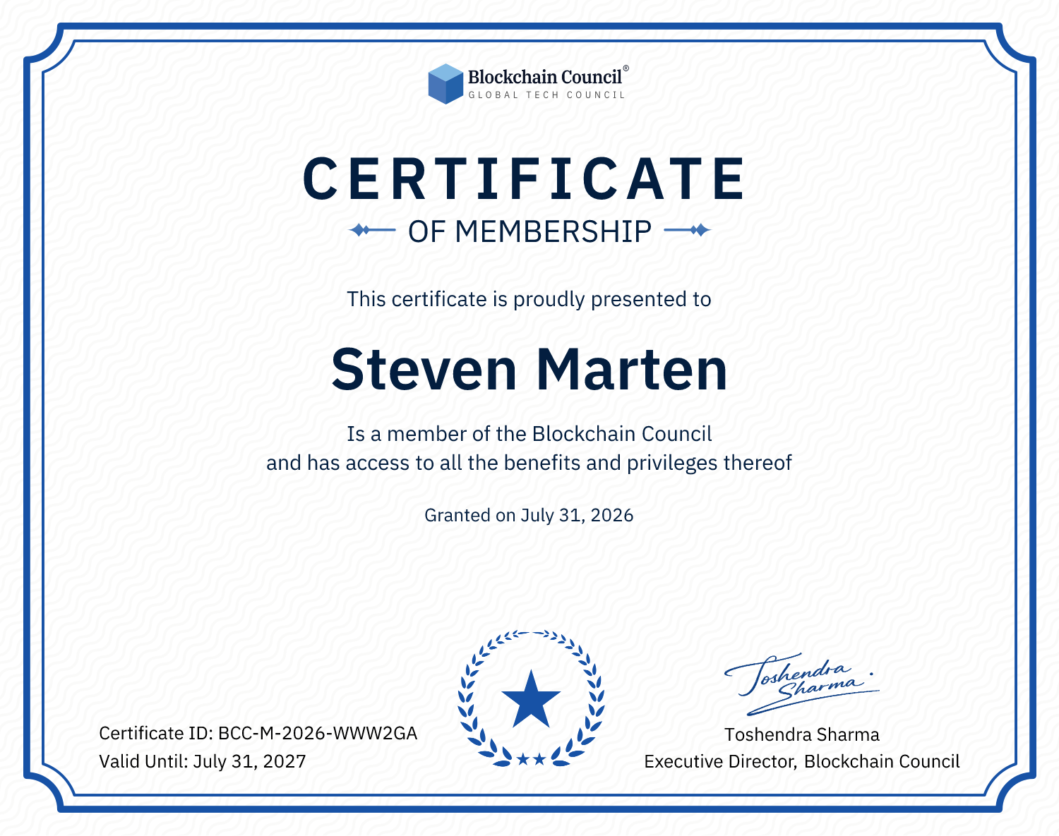Blockchain Council Membership